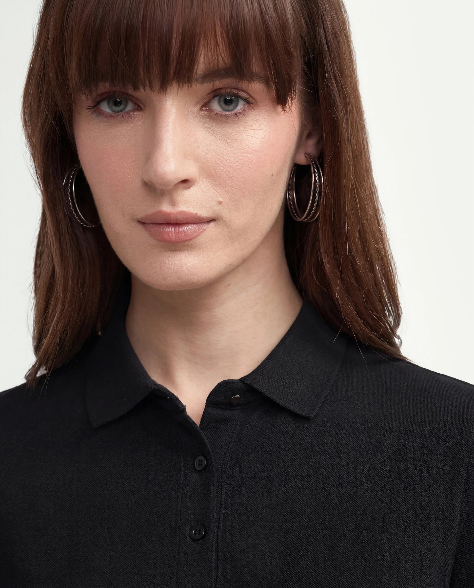 Rareism Women's Basic Rr-Corp-Elane Black Cotton CollaredRegular Plain Polo