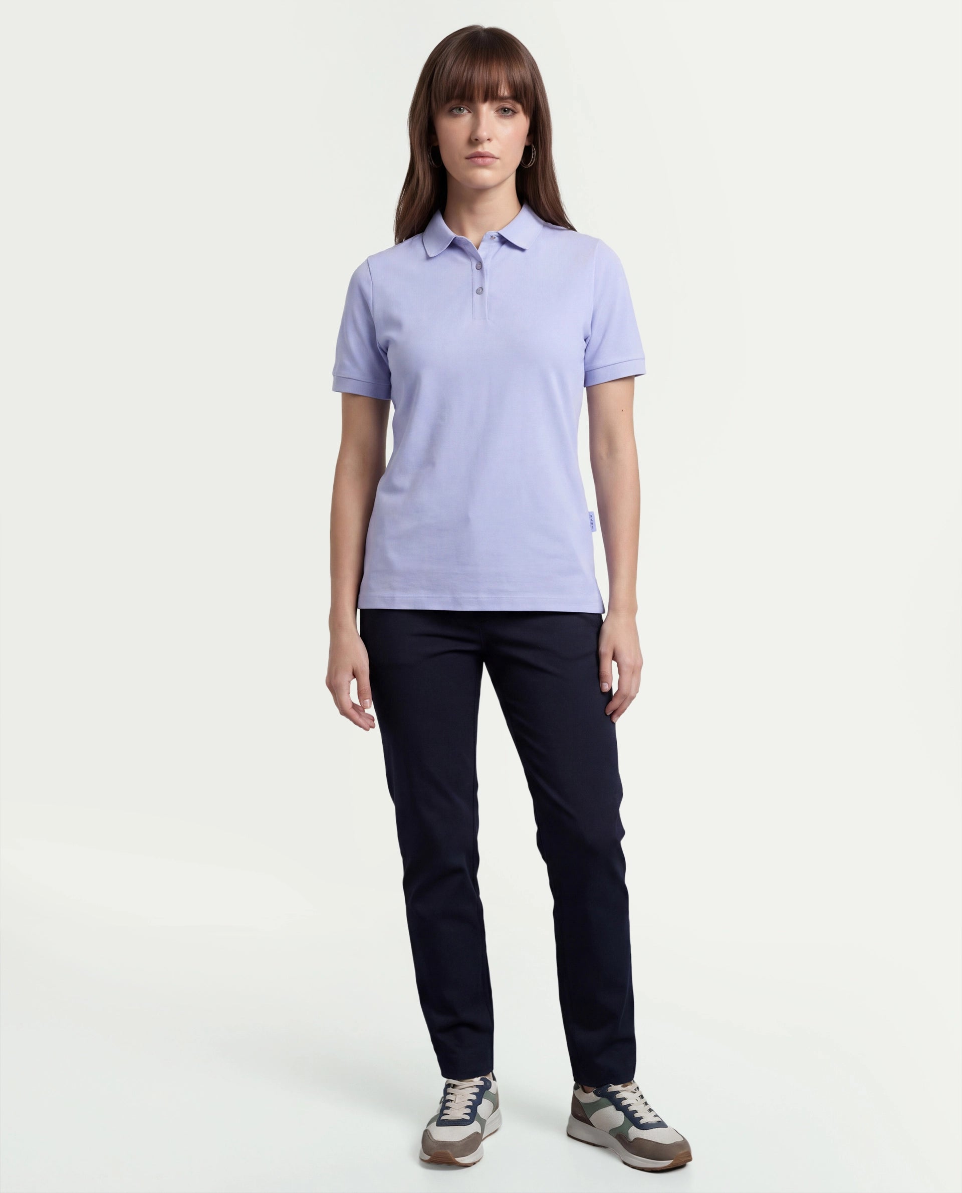 Rareism Women's Basic Rr-Corp-Elane Light Blue Cotton CollaredRegular Plain Polo