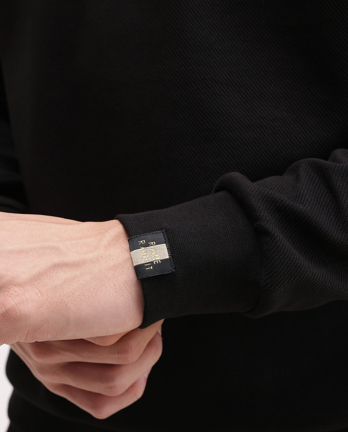 Rare Rabbit Men's Basic Rr-Corp-Harry-S Black Cotton Blend Crew Neck Regular Plain Sweatshirt
