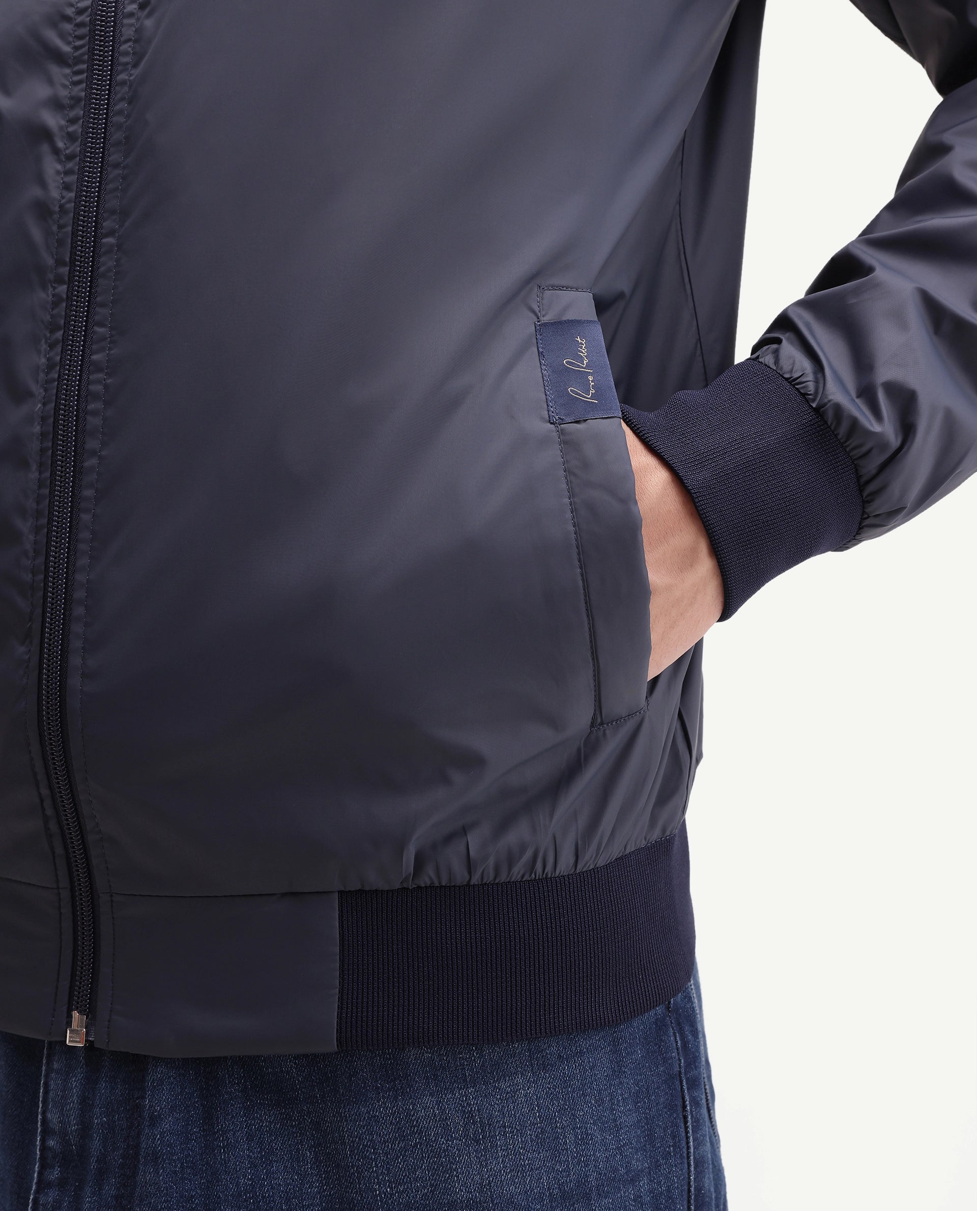 Rare Rabbit Men's Basic Corp Jack Navy Polyester Regular Plain Jacket