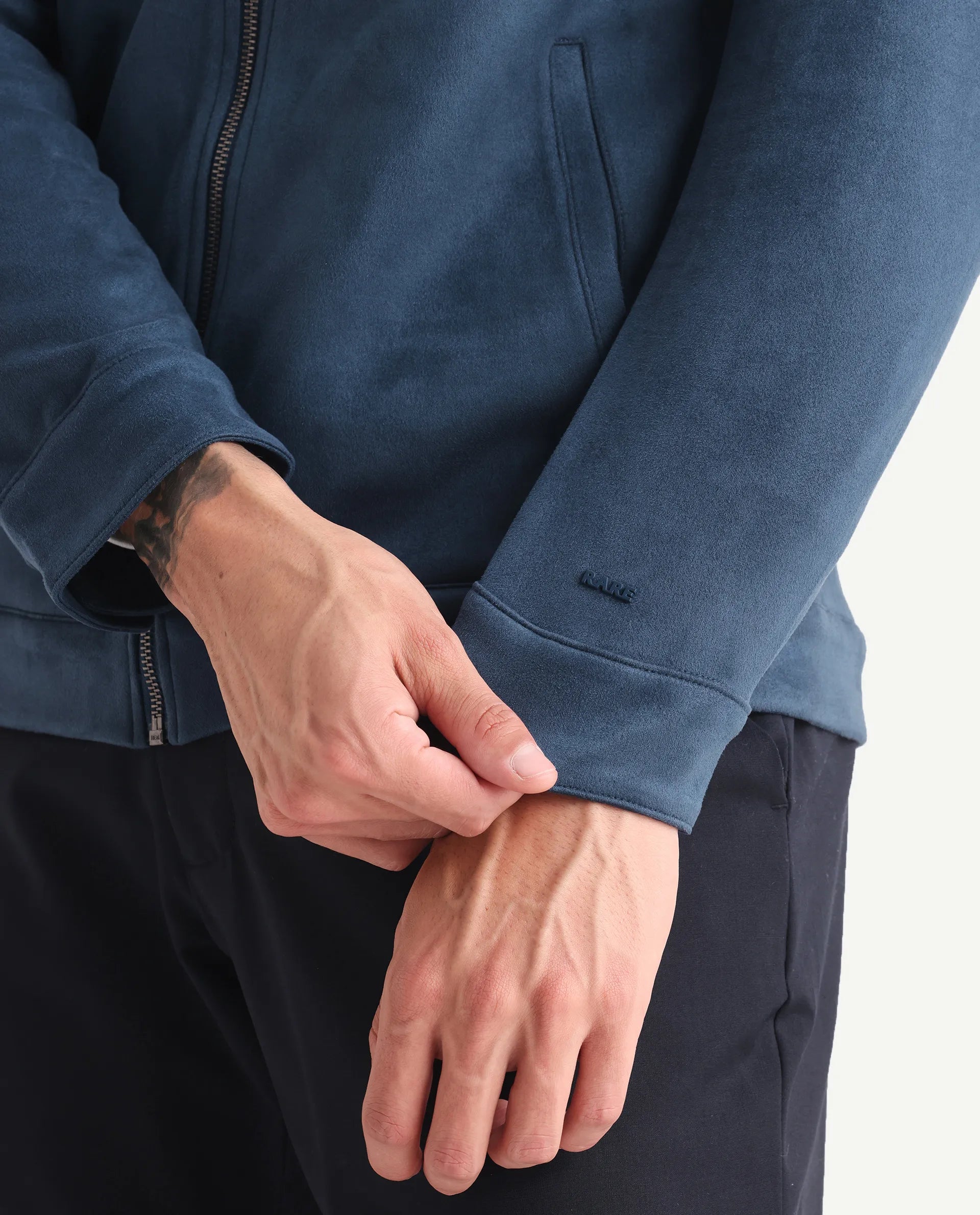 Rare Rabbit Men's Bax-3 Dark Blue Polyester Plain Relaxed Fit Full Sleeve Spread Collar Jacket