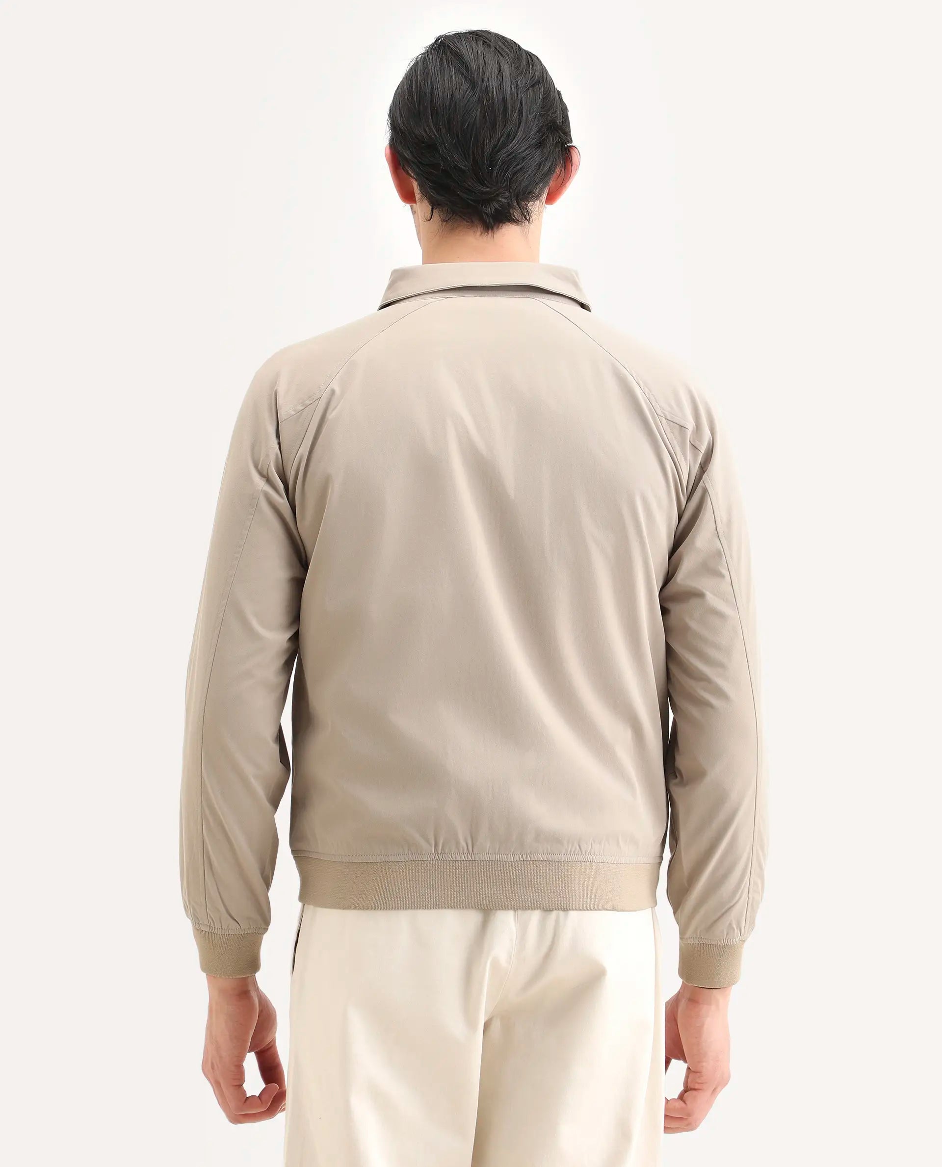 Rare Rabbit Men's Clayon Beige Polyester Embroidered Regular Fit Full Sleeve Spread Collar Jacket