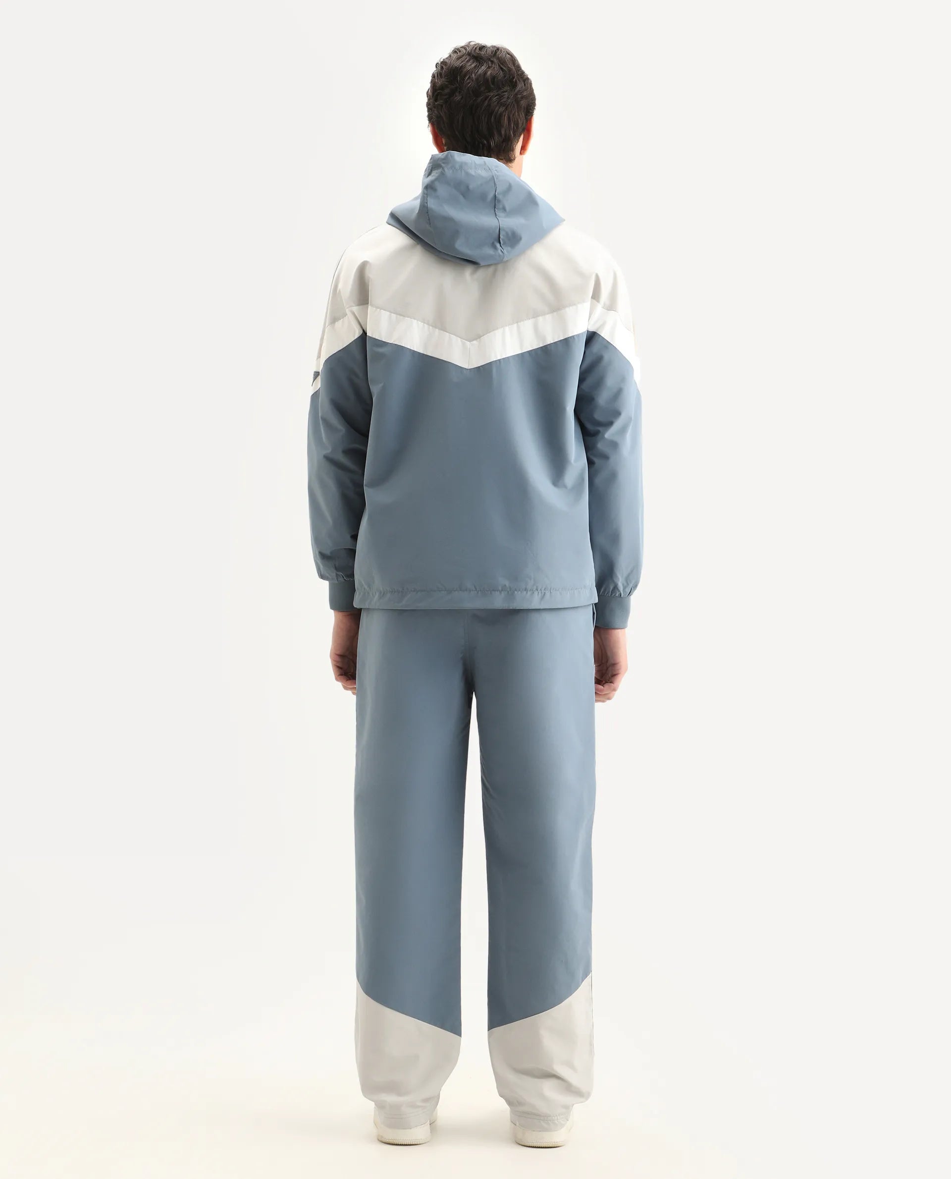 Rare Rabbit Men's Waber-B Light Blue Polyester Cut And Sew Regular Fit Track Pant