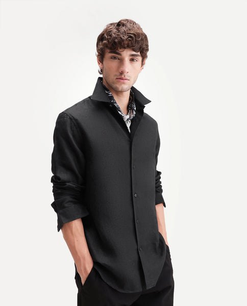 Buy Guild Casual - Fign - Black Regular Fit Plain Shirt| Rare Rabbit