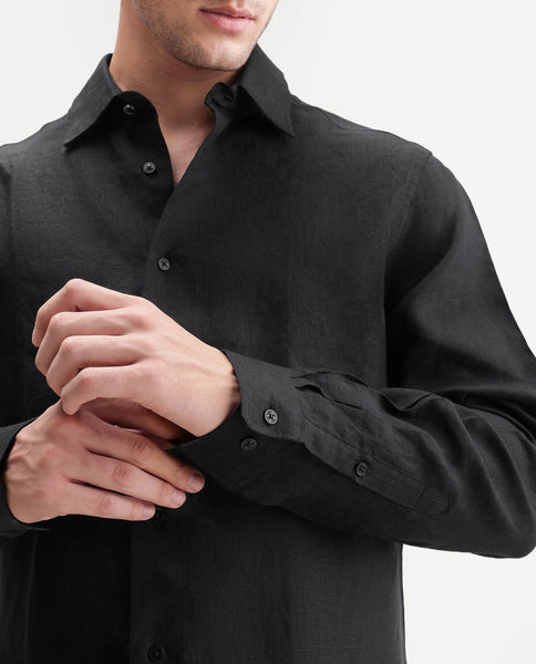 Buy Guild Casual - Fign - Black Regular Fit Plain Shirt| Rare Rabbit