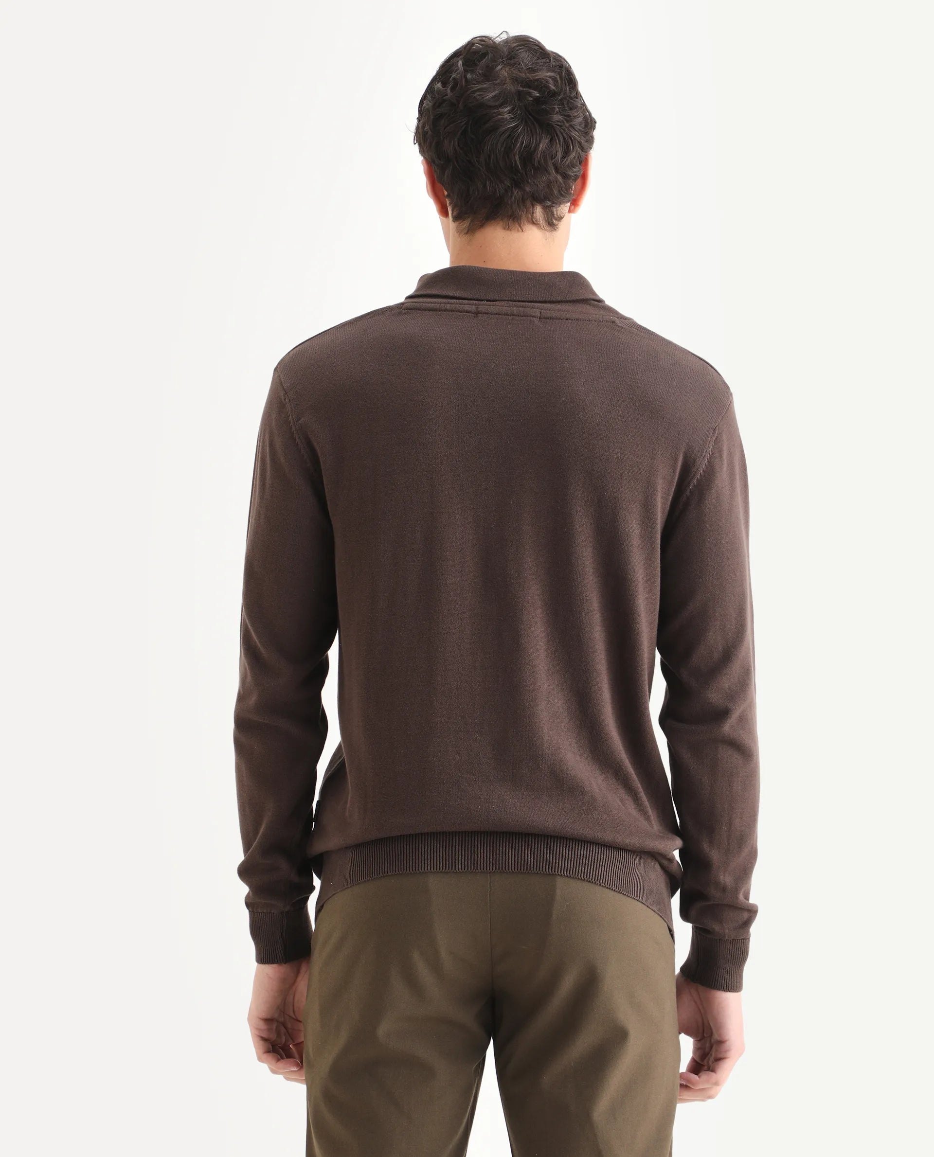 Rare Rabbit Men's Kenlay Brown Cotton Blend Plain Regular Fit Full Sleeve High Neck Sweater