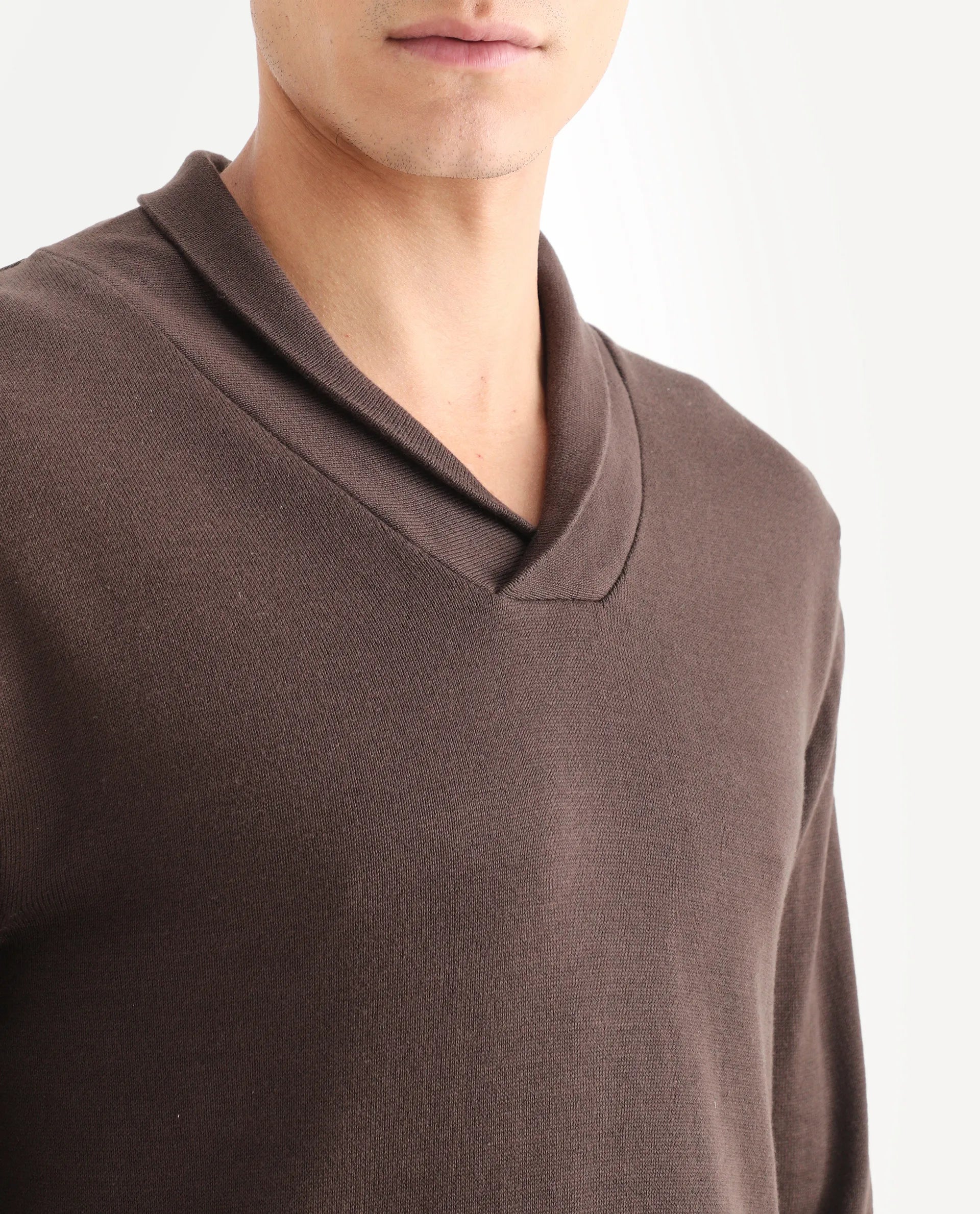 Rare Rabbit Men's Kenlay Brown Cotton Blend Plain Regular Fit Full Sleeve High Neck Sweater