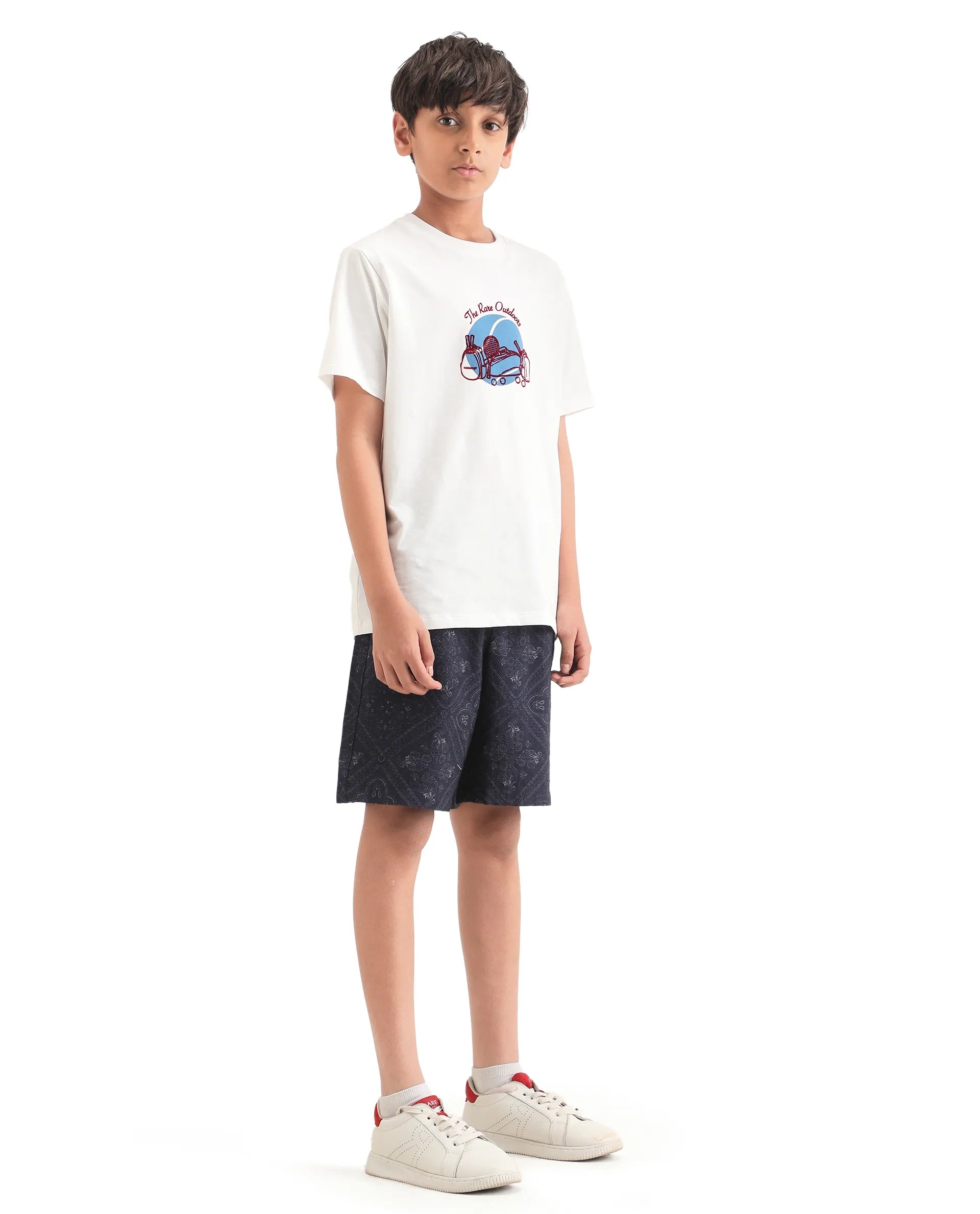 Rare Ones Kids Loui Navy Viscose Fabric Regular Fit Digital Print Shorts