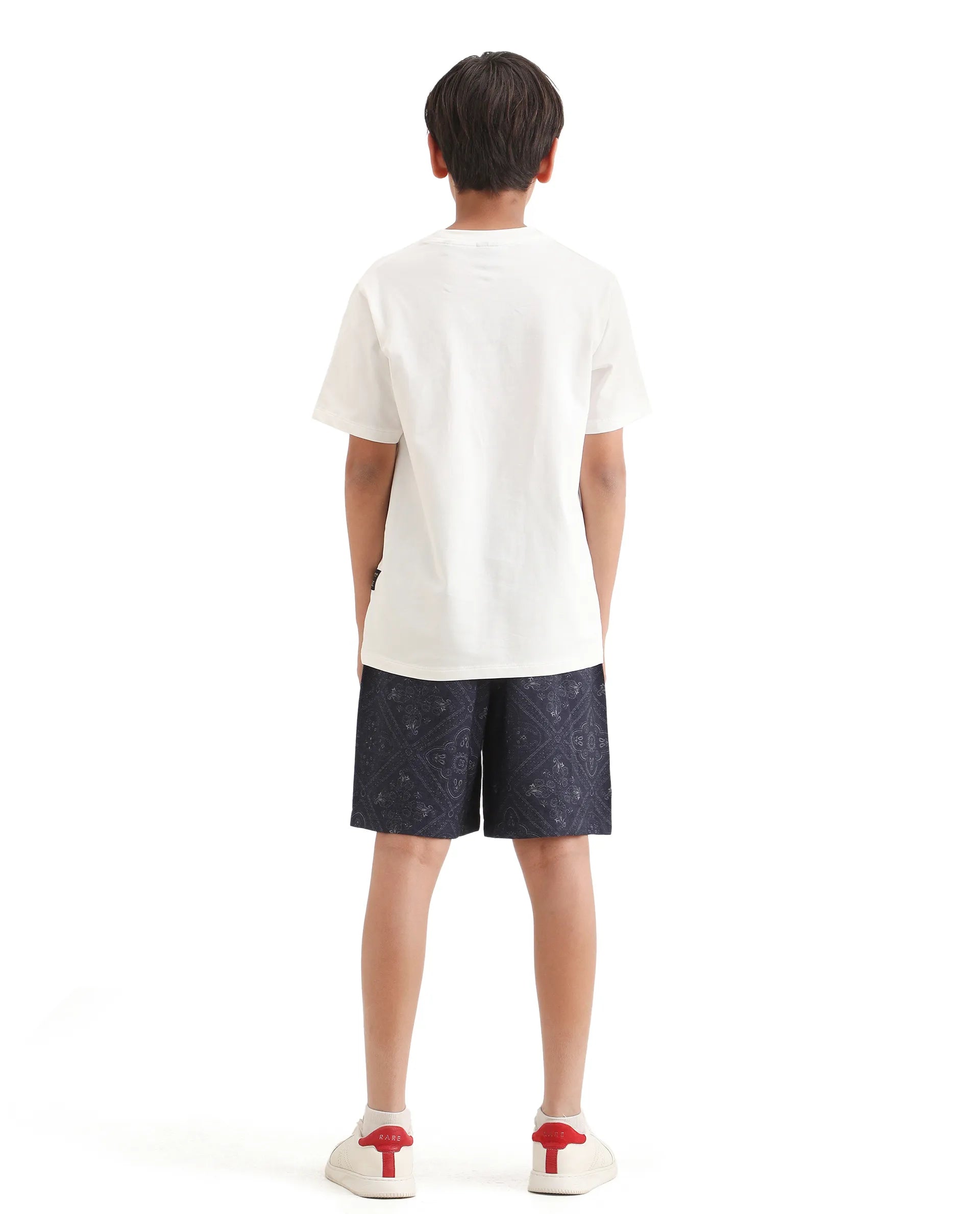 Rare Ones Kids Loui Navy Viscose Fabric Regular Fit Digital Print Shorts