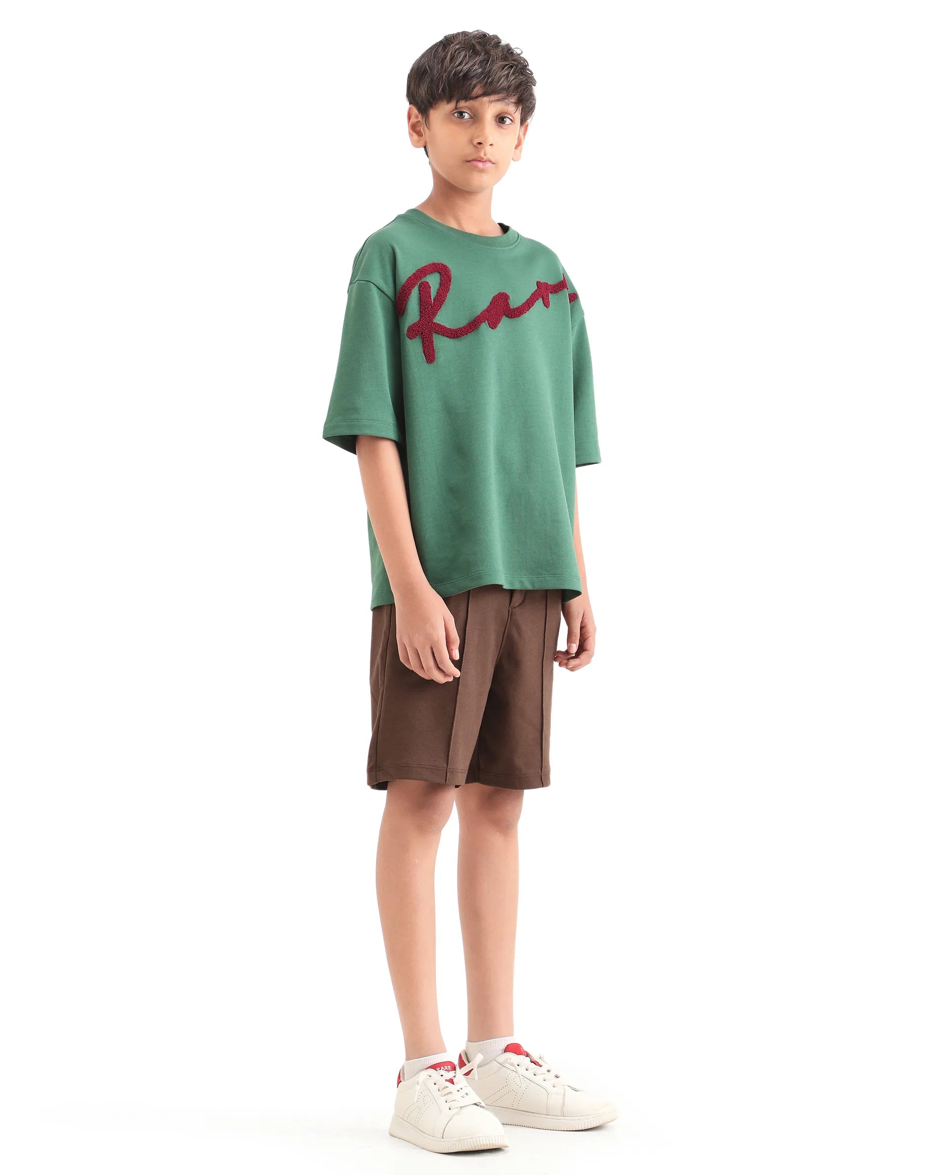 Rare Ones Kids Clas Dark Brown Cotton Solid Button & Zip Closure Regular Fit Shorts