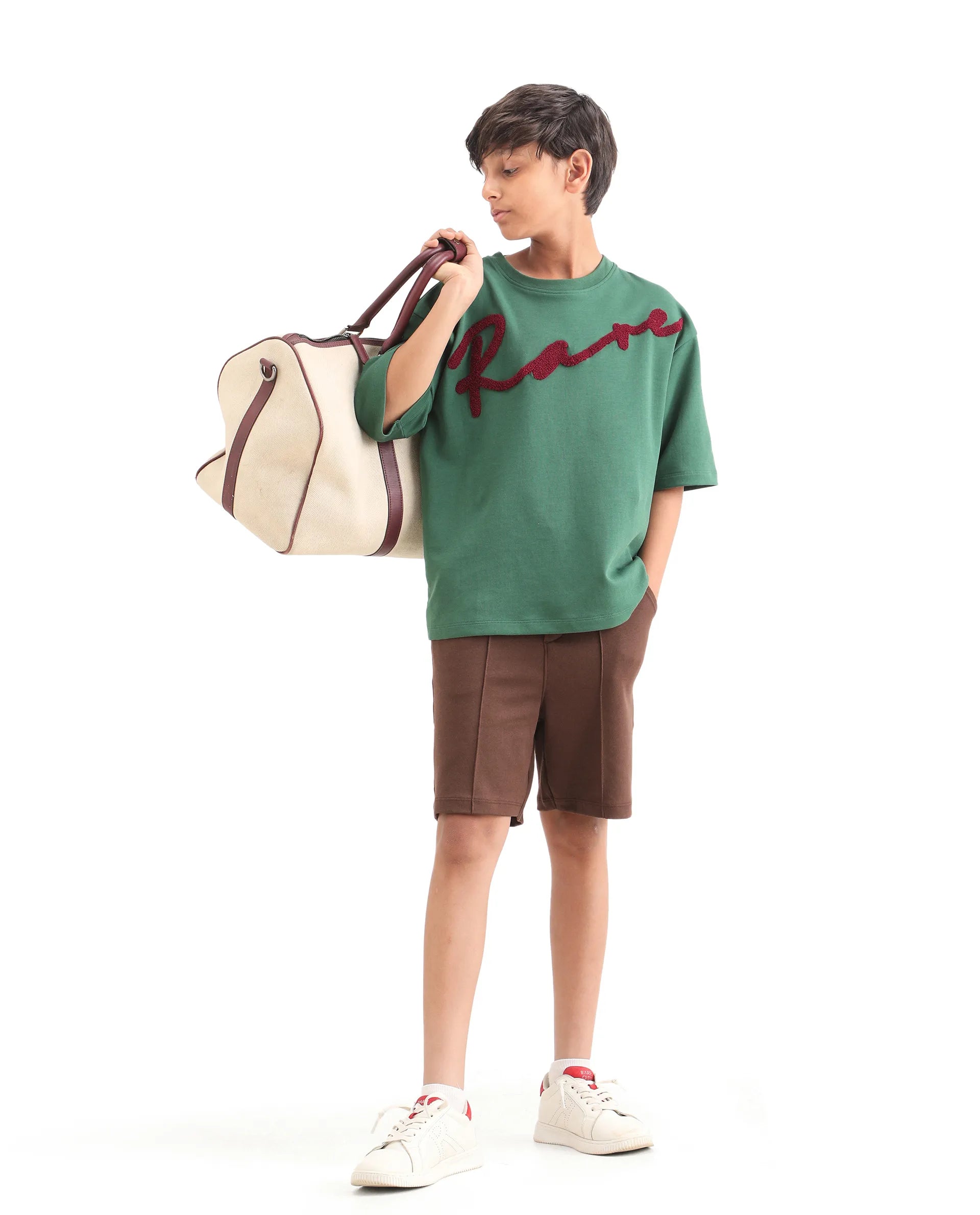 Rare Ones Kids Clas Dark Brown Cotton Solid Button & Zip Closure Regular Fit Shorts