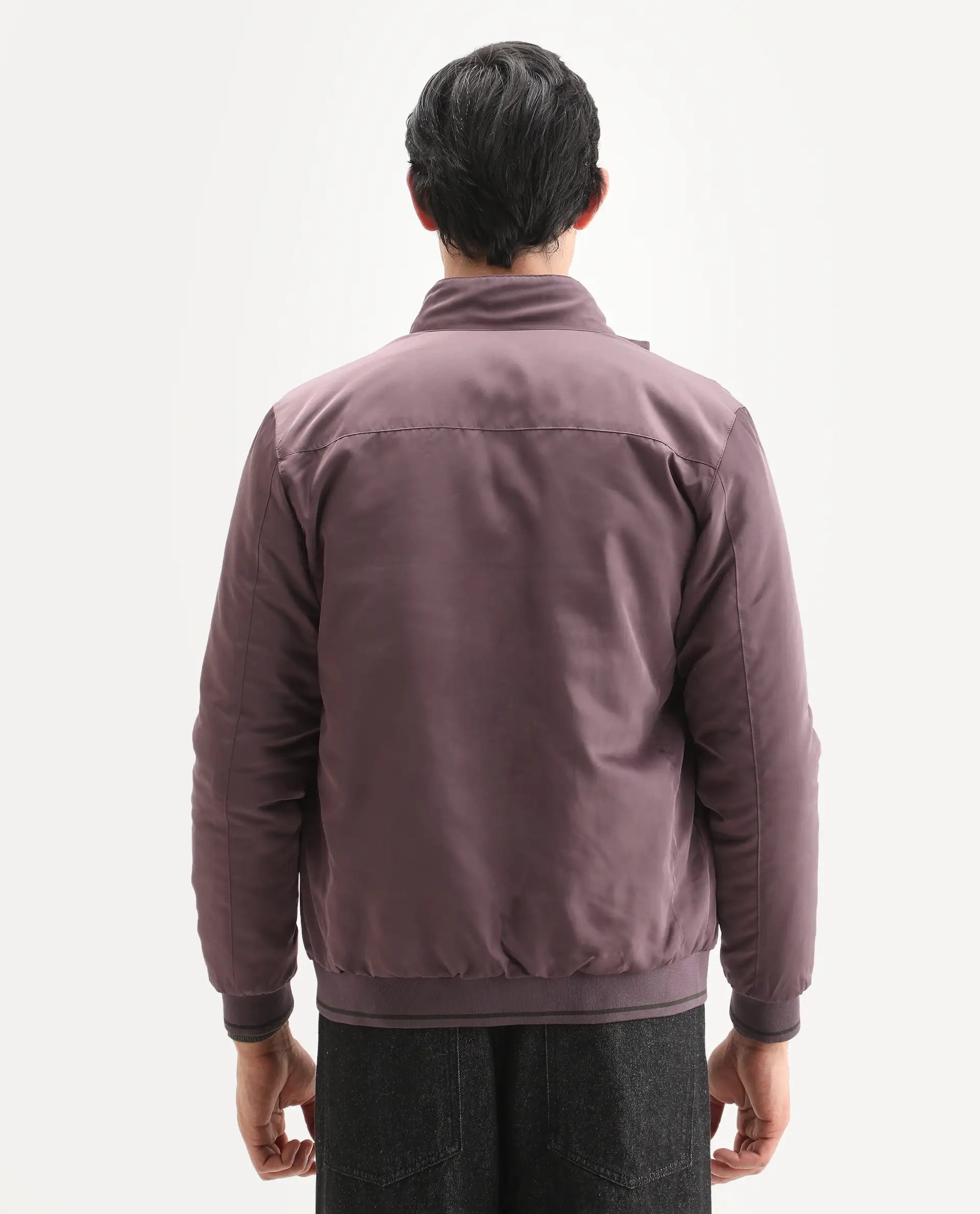 Rare Rabbit Men's Royban-25 Olive Polyester Plain Regular Fit Full Sleeve High Neck Jacket