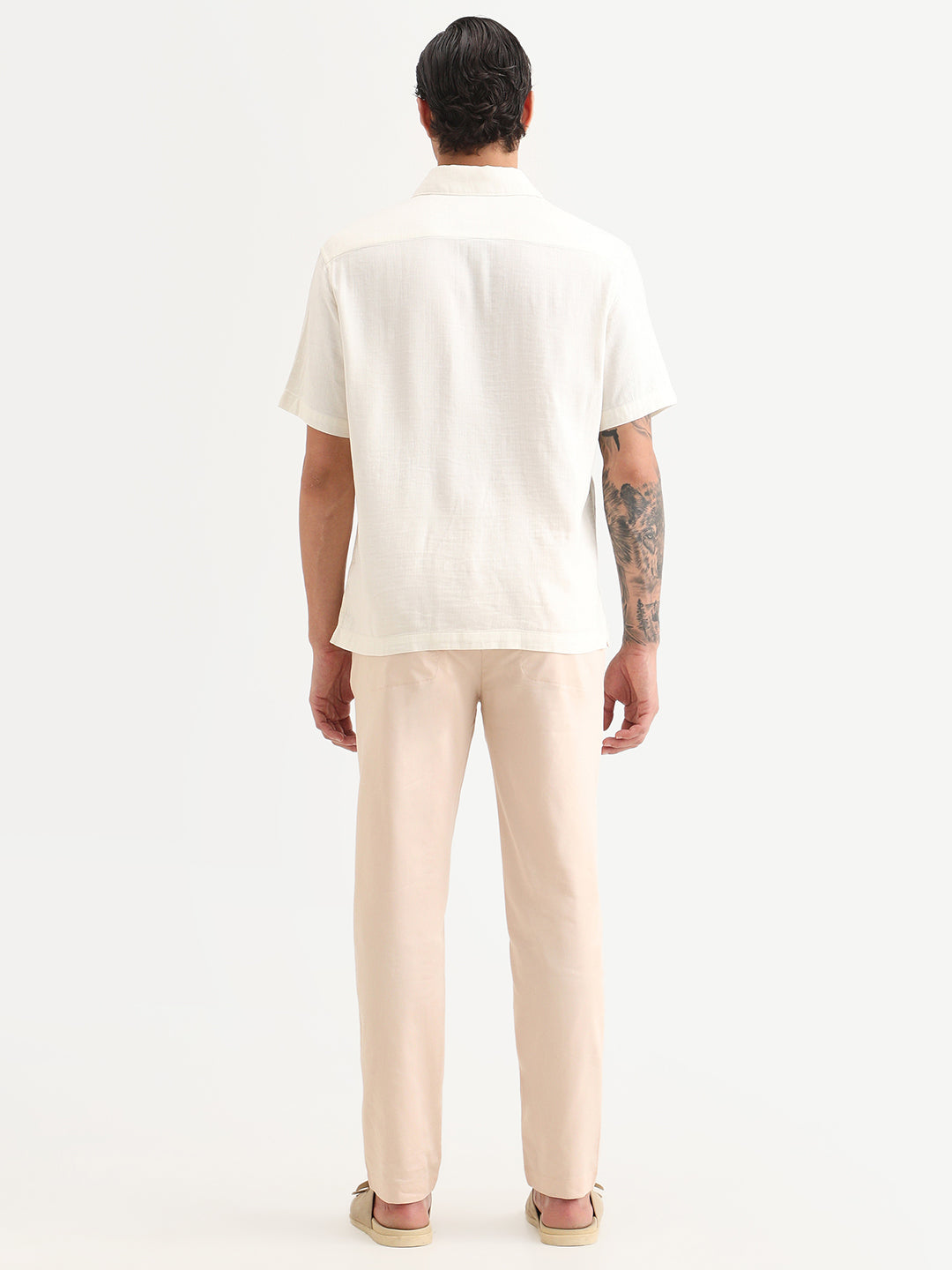 Rare Rabbit Men Hols Light Beige Cotton Blend Fabric Button Closure Plain Trouser