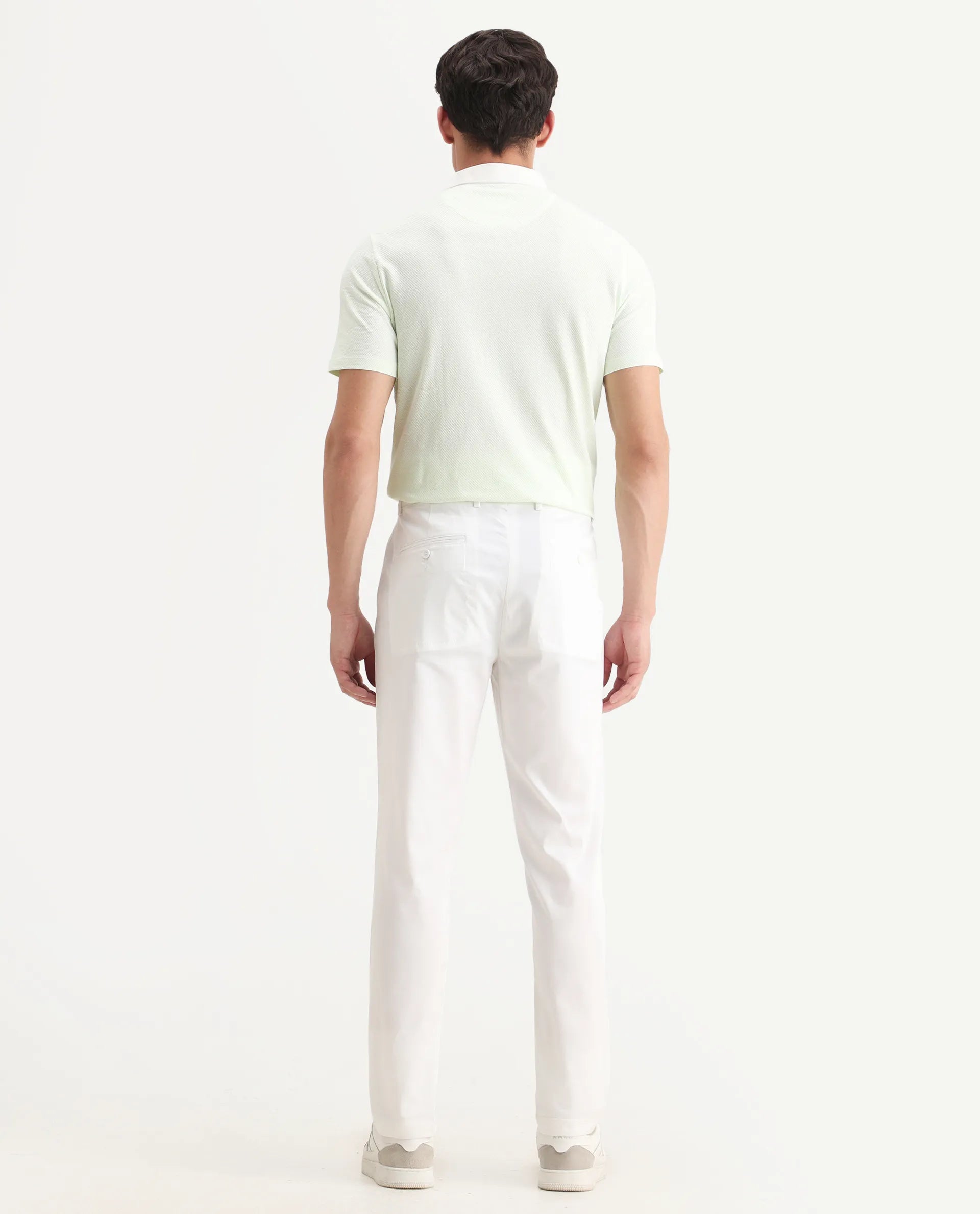 Rare Rabbit Men Hols White Cotton Blend Fabric Button Closure Plain Trouser
