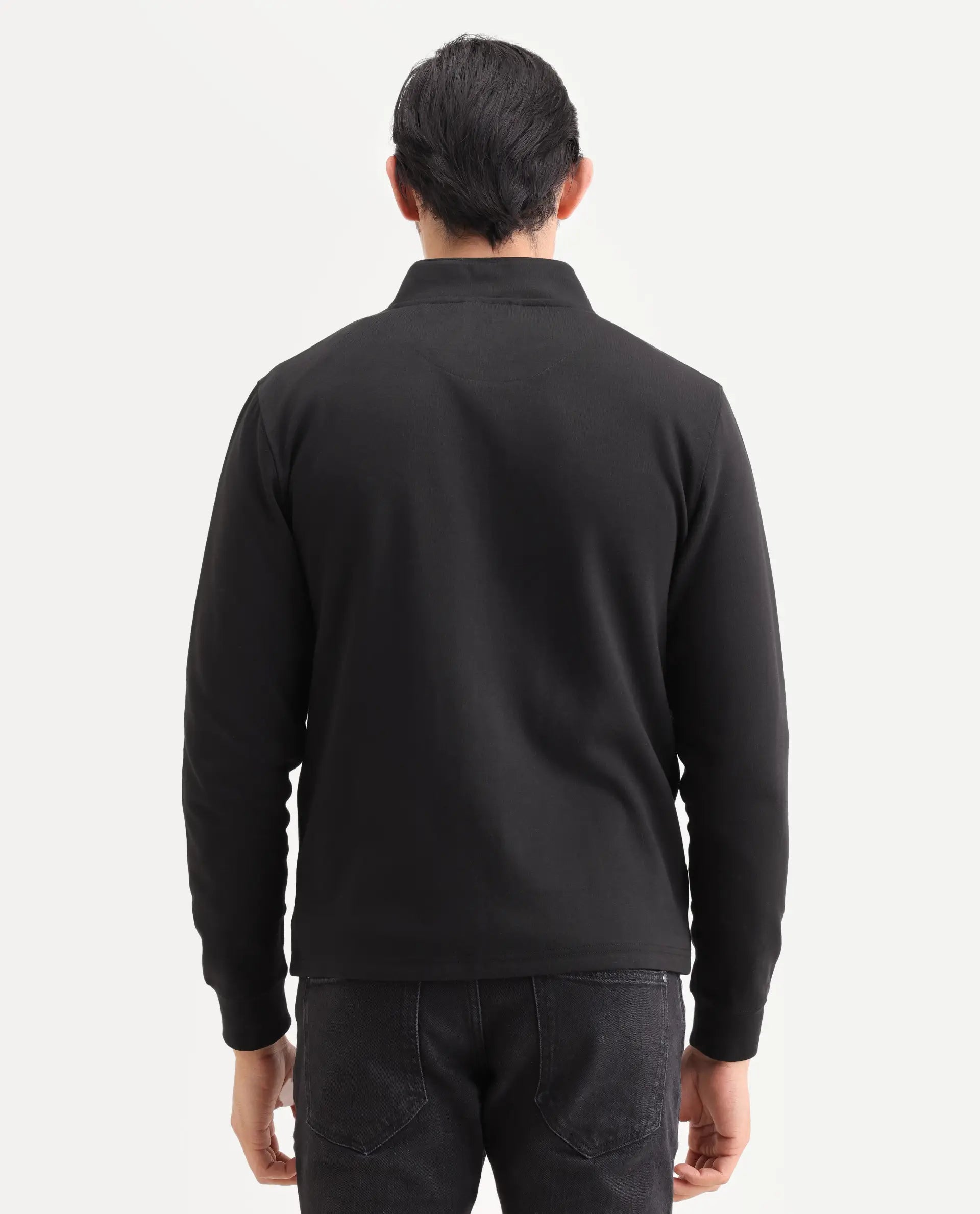 Rare Rabbit Men's Morris-25 Black Cotton Blend Plain Regular Fit Full Sleeve Mandarin Collar Jacket