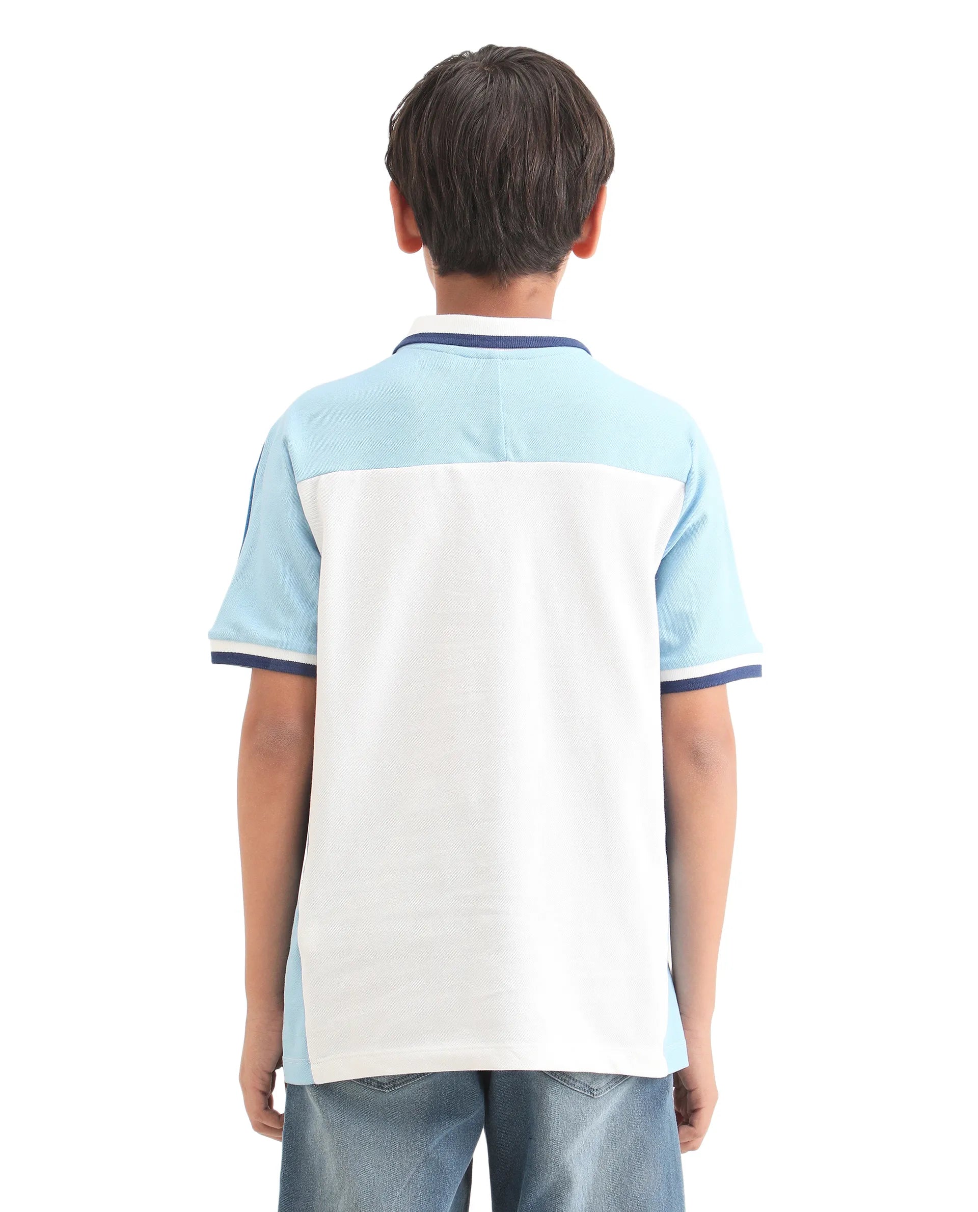 Rare Ones Kids Kiann Off White Cotton Blend Embroidered Zipper Closure Regular Fit Polo