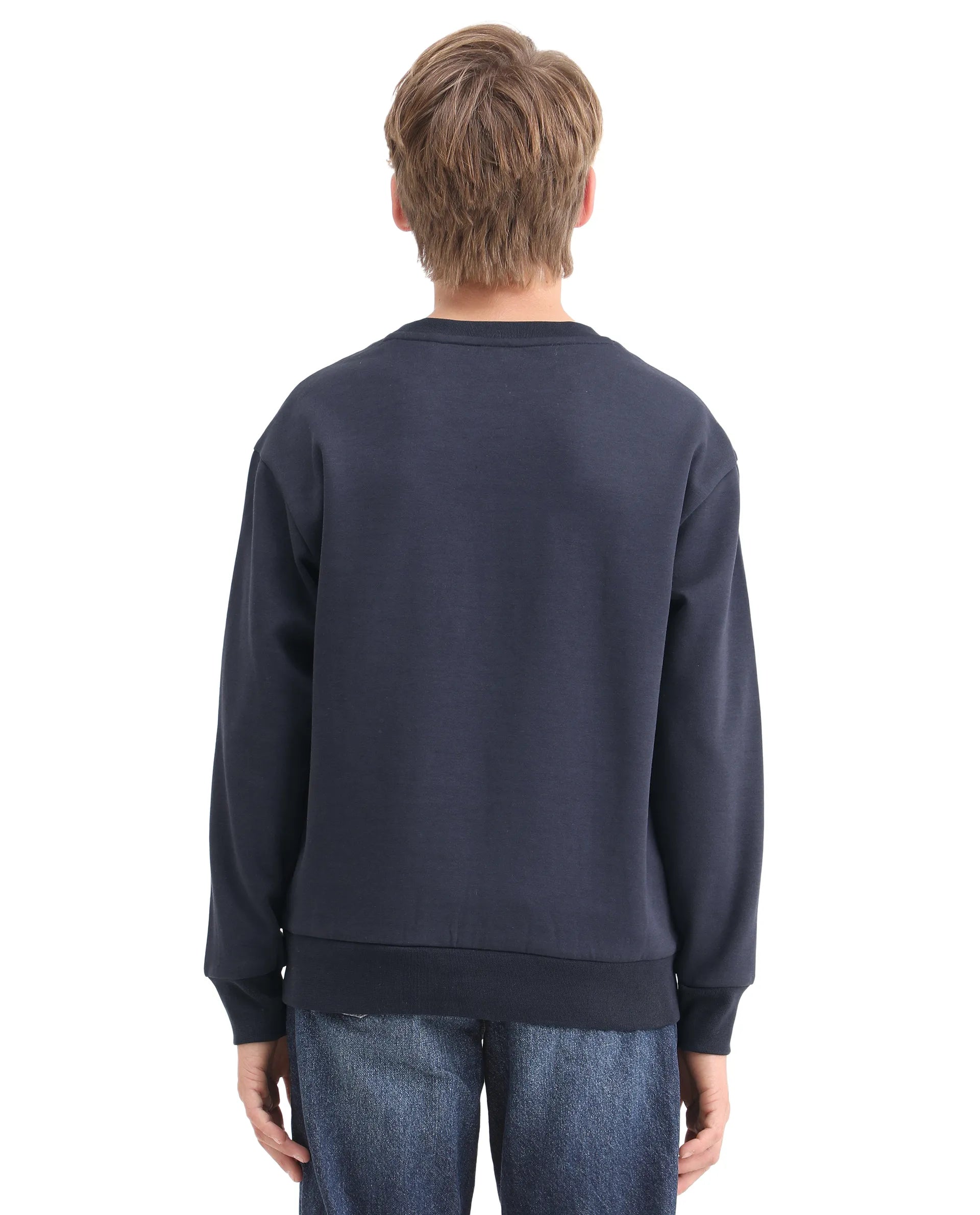Rare Ones Kids Vance Navy Cotton Blend Slip-On Closure Flock Print Oversized Sweatshirt
