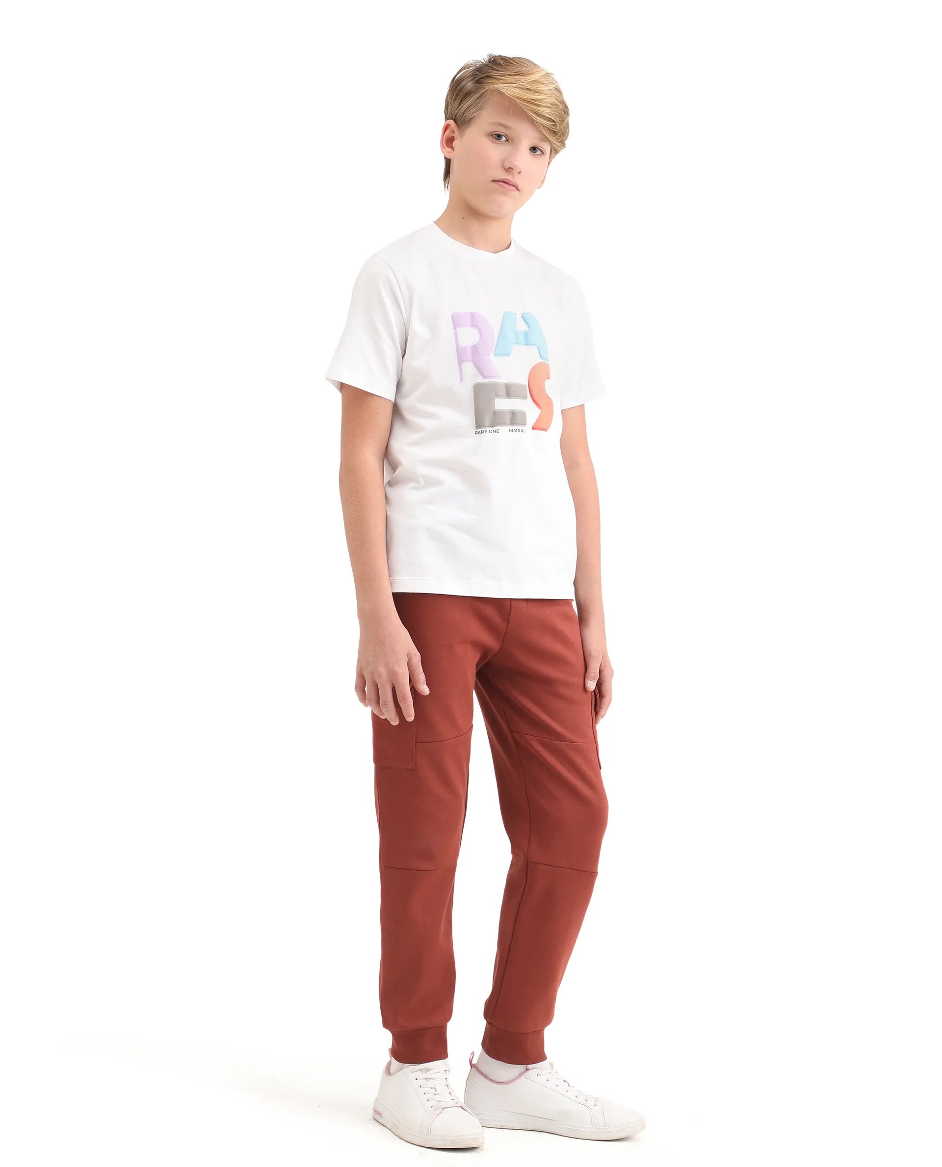 Rare Ones Kids Sym-B Rust Cotton Blend Plain Jogger Fit Trackpant
