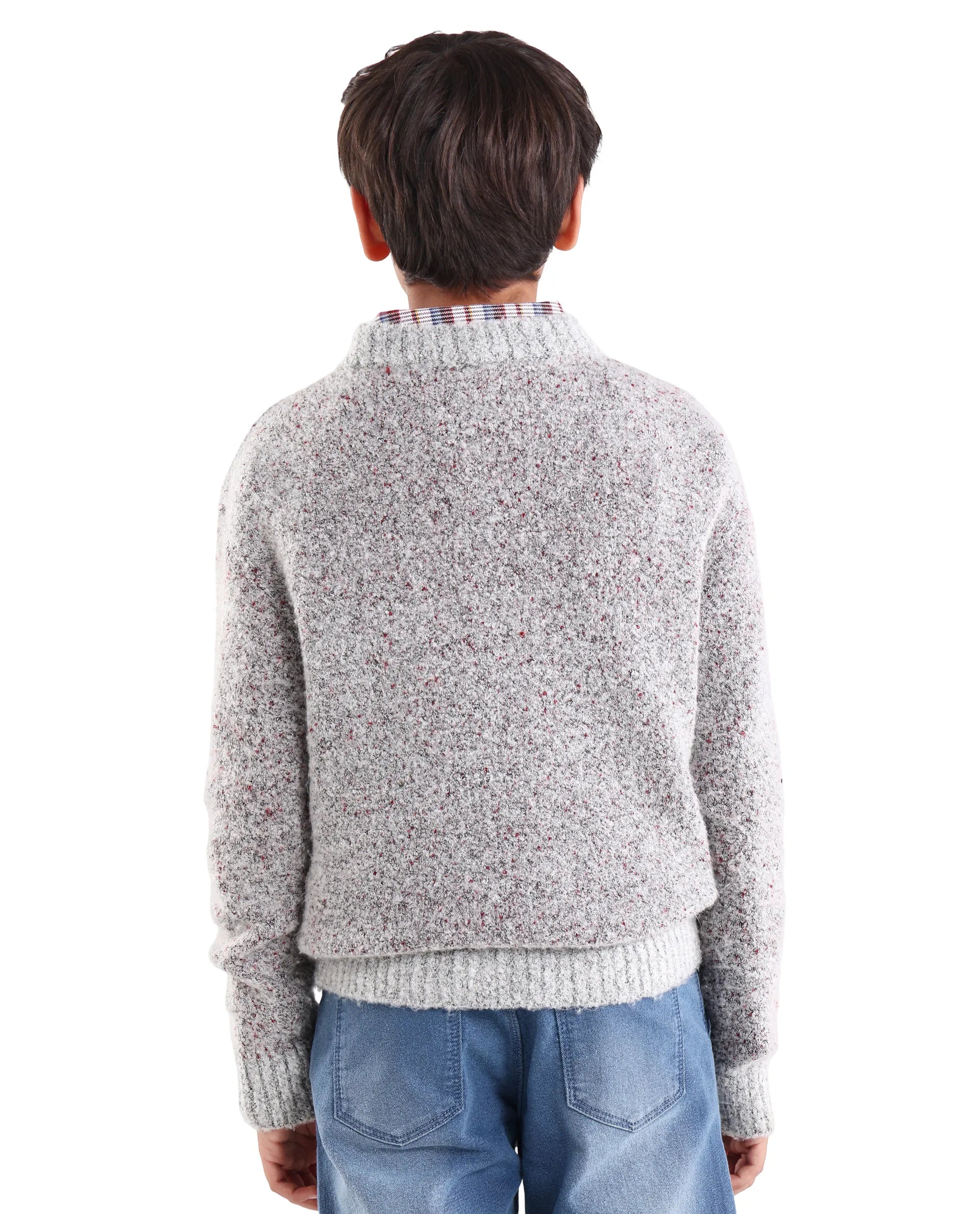 Rare Ones Kids Raz Grey Acrylic Blend Monogram Print Pull On Closure Regular Fit Sweater