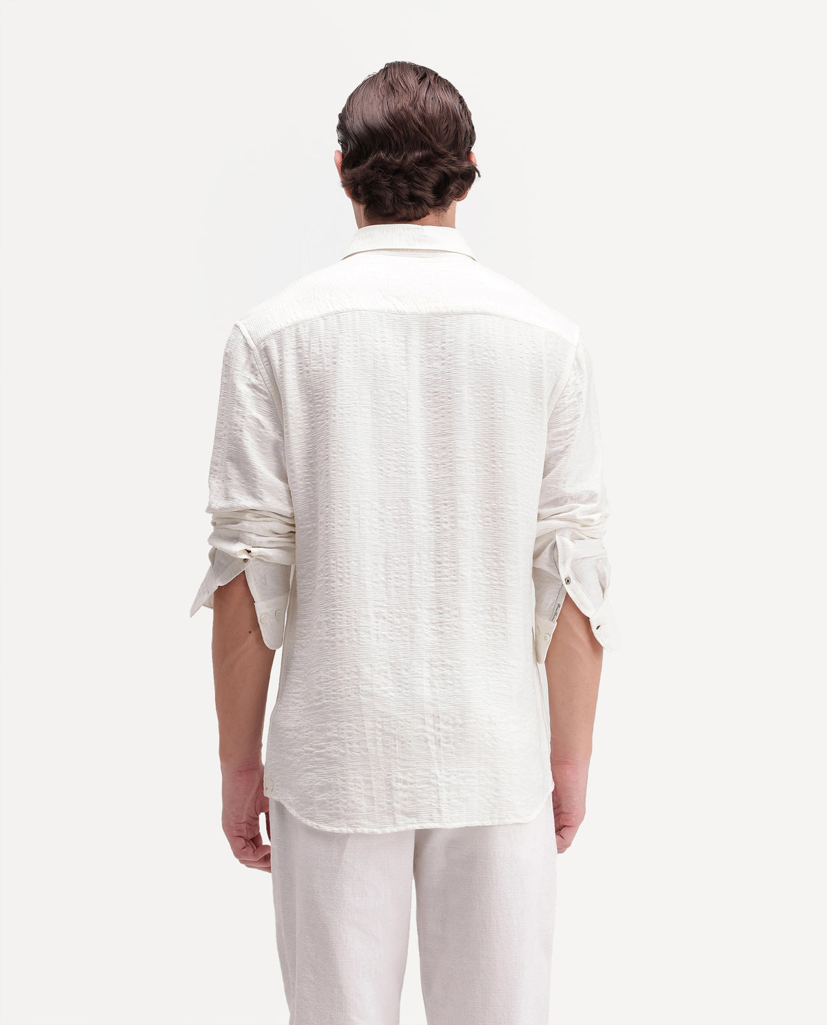 Rare Rabbit Men's Vaxo Off White Viscose Blend Checked Print Regular Fit Full Sleeve Collared Shirt
