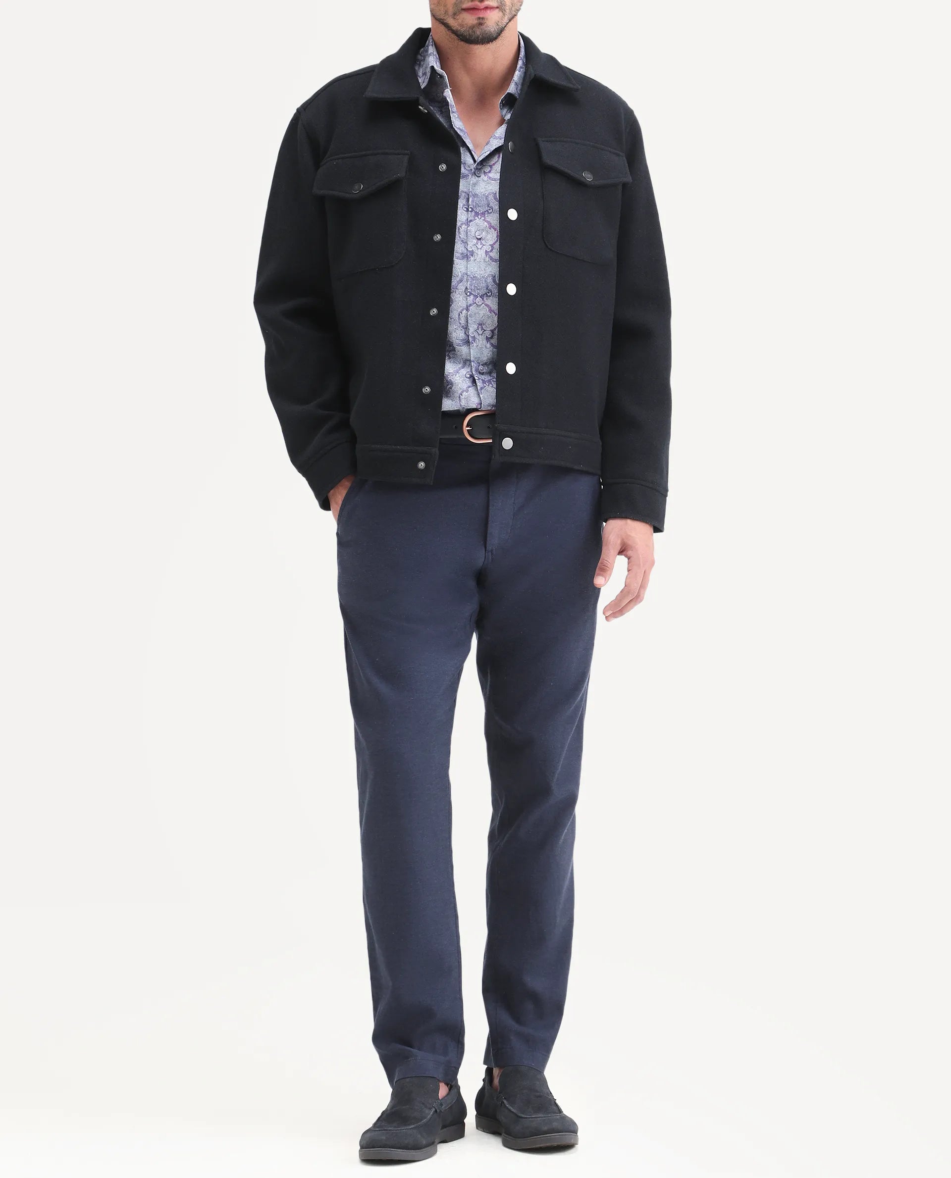Rare Rabbit Men's Linol-T Navy Linen Blend Fabric Regular Fit Drawstring Plain Trouser