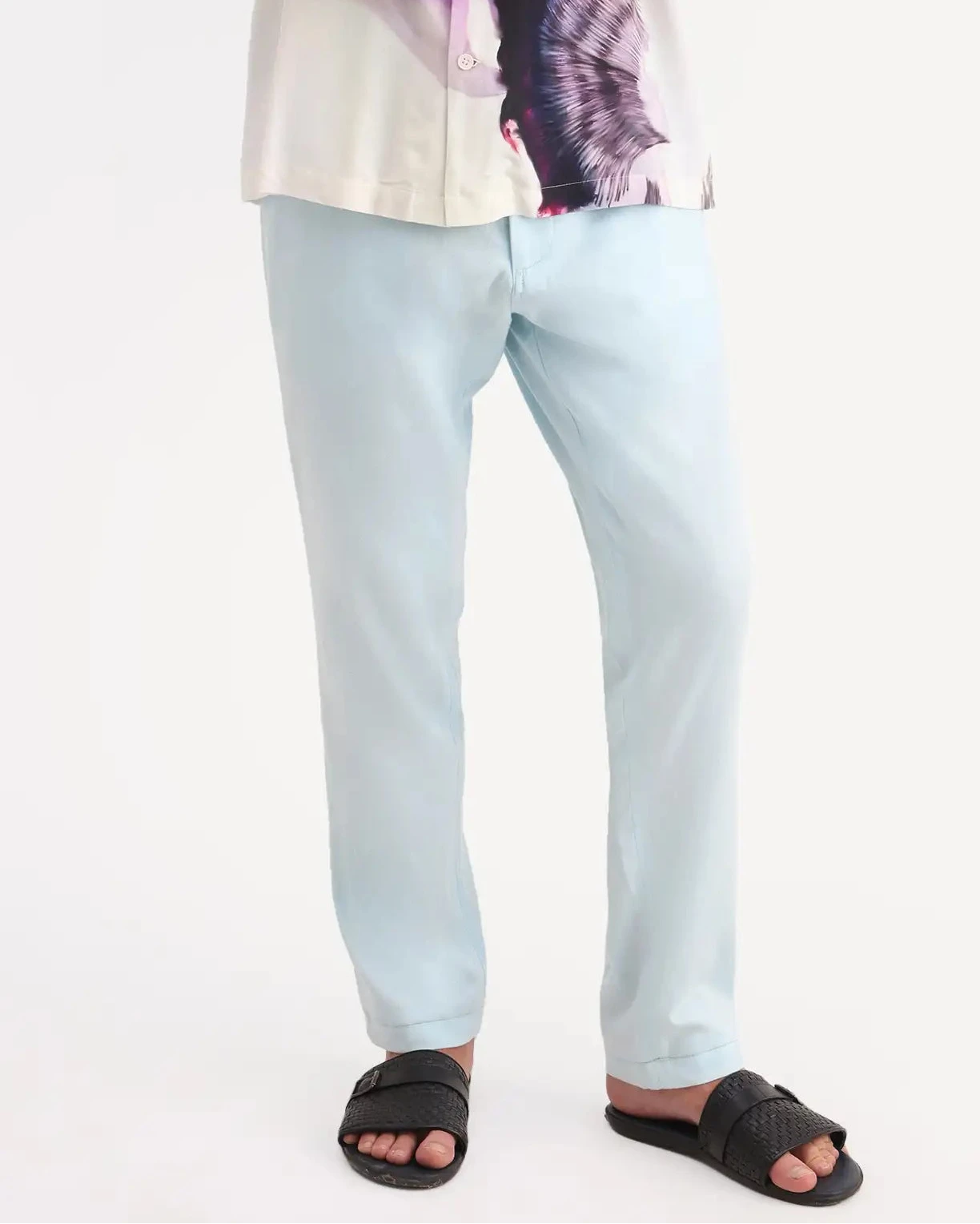 Rare Rabbit Men's Linol-T Aqua Linen Blend Fabric Regular Fit Drawstring Plain Trouser