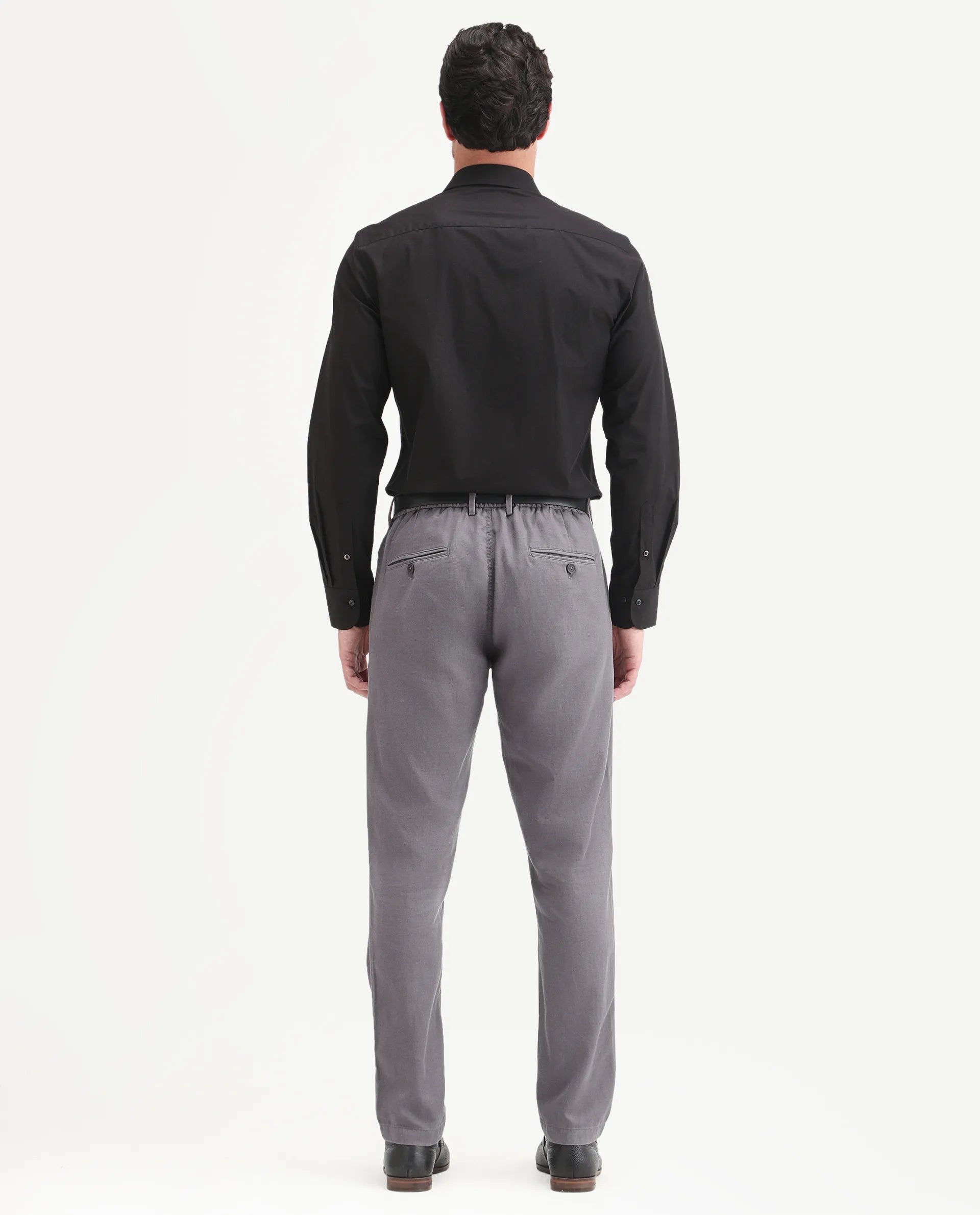 Rare Rabbit Men's Linol-T Grey Linen Blend Fabric Regular Fit Drawstring Plain Trouser