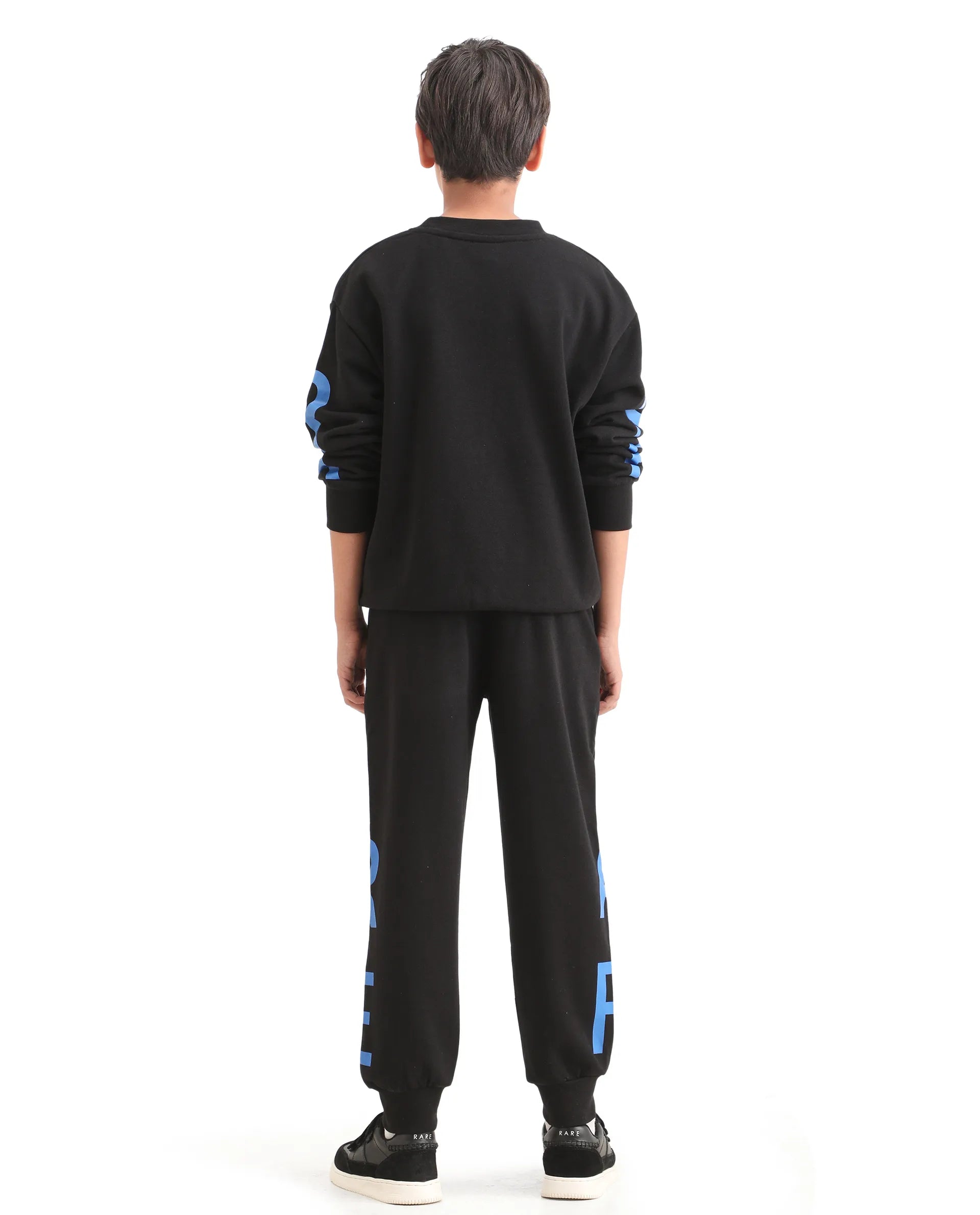 Rare Ones Kids Draw-B Black Cotton Drawstring Regular Fit Trackpant