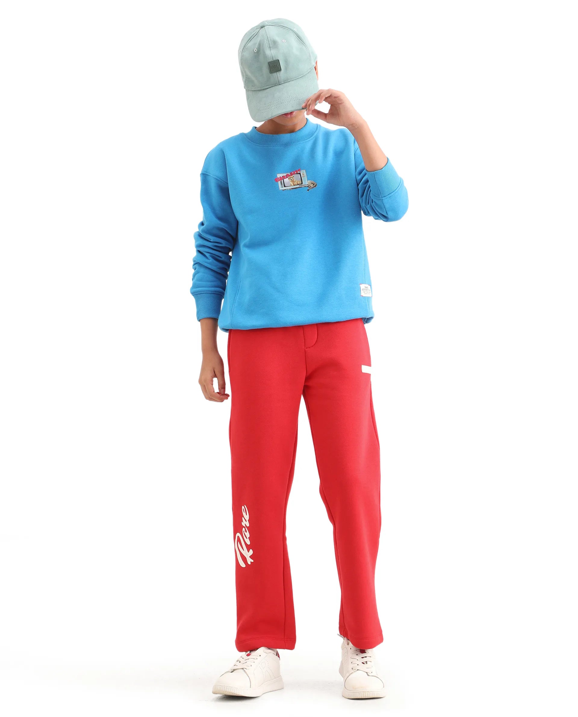Rare Ones Kids Fabio-B Dark Red Cotton Blend Drawstring Closure Hd Print Straight Fit Trackpant
