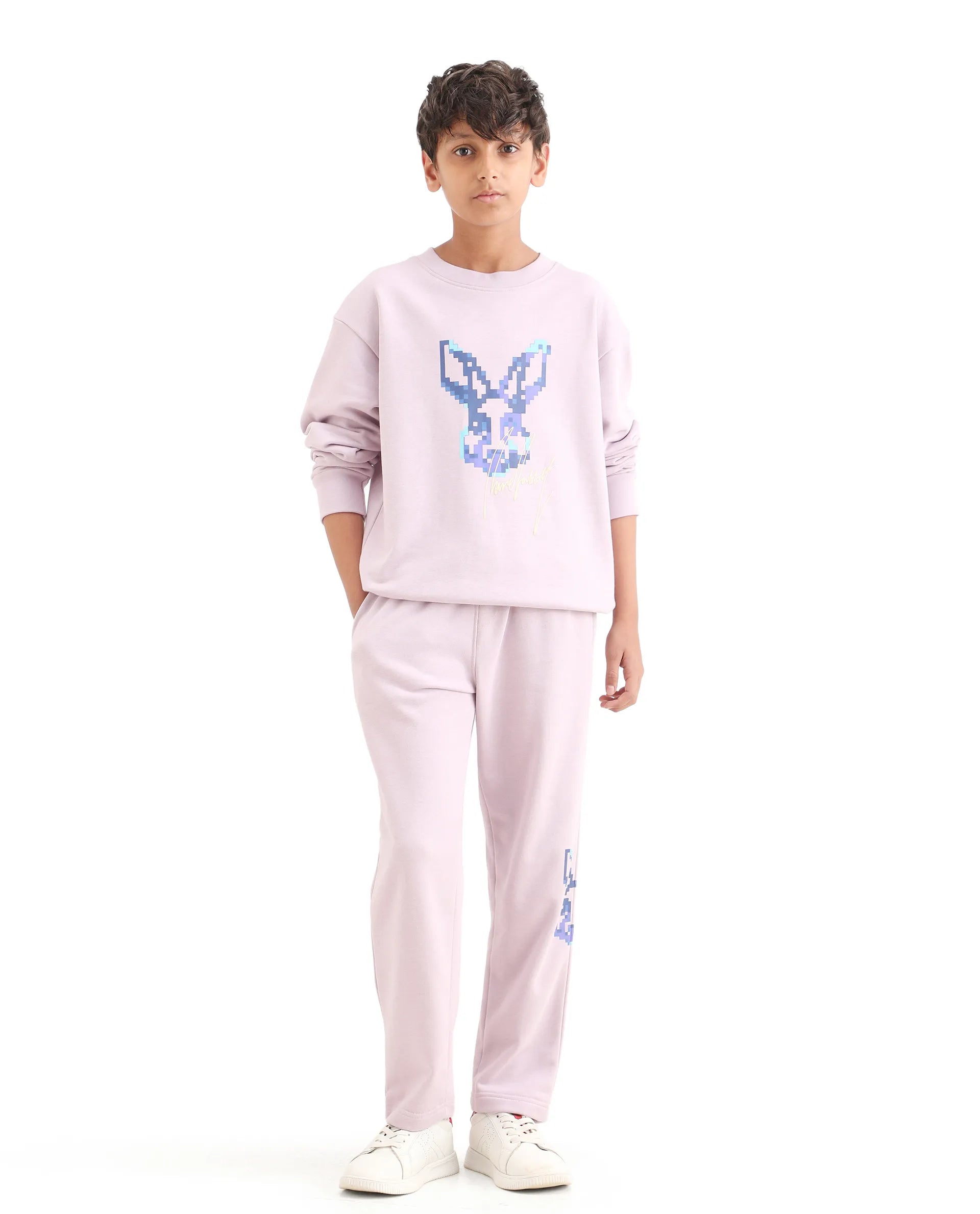 Rare Ones Kids Iver-B Pastel Purple Cotton Blend Drawstring Straight Fit Trackpant