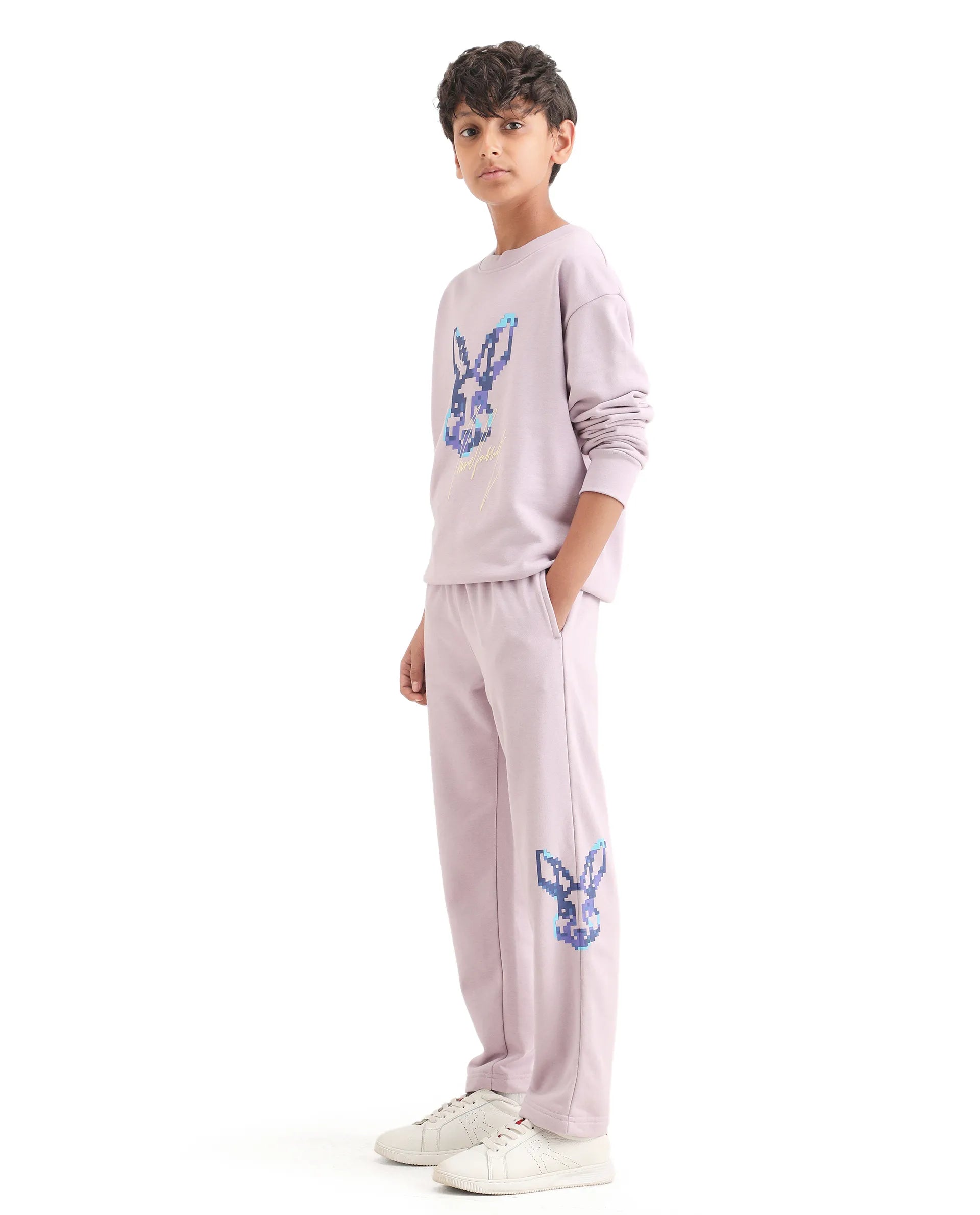 Rare Ones Kids Iver-B Pastel Purple Cotton Blend Drawstring Straight Fit Trackpant