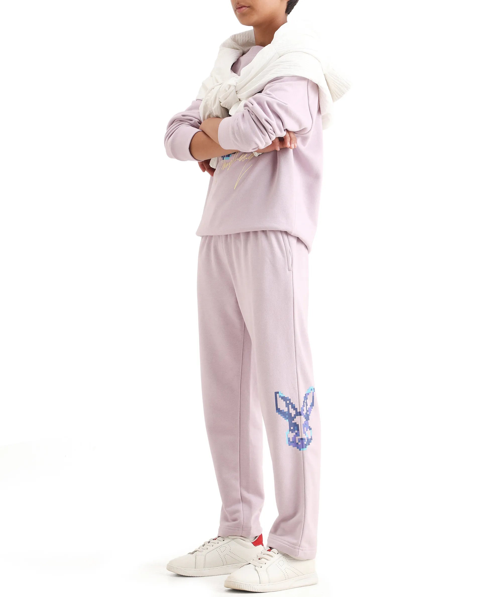 Rare Ones Kids Iver-B Pastel Purple Cotton Blend Drawstring Straight Fit Trackpant