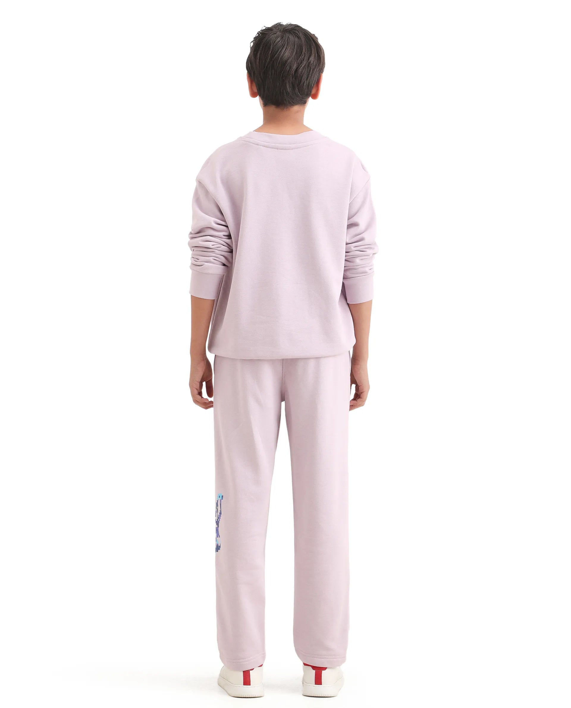 Rare Ones Kids Iver-B Pastel Purple Cotton Blend Drawstring Straight Fit Trackpant