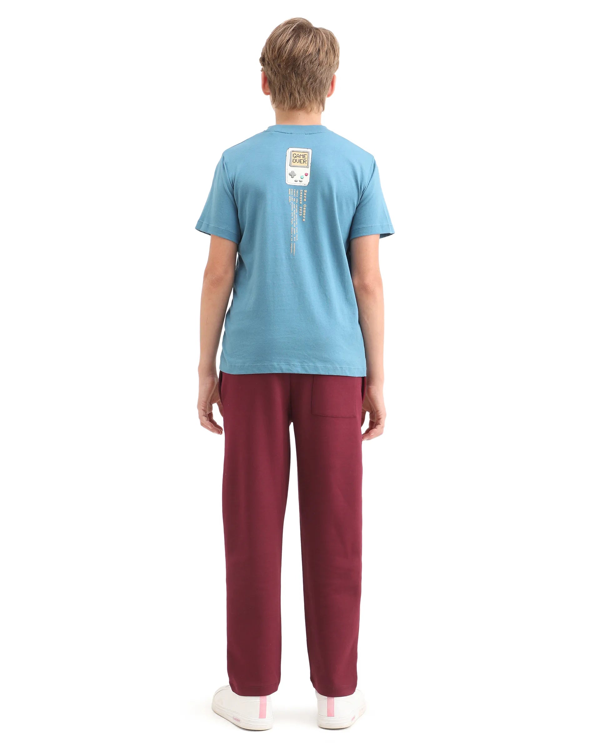 Rare Ones Kids Onyx-B Maroon Cotton Blend Drawstring Closure Graphic Print Straight Fit Trackpant