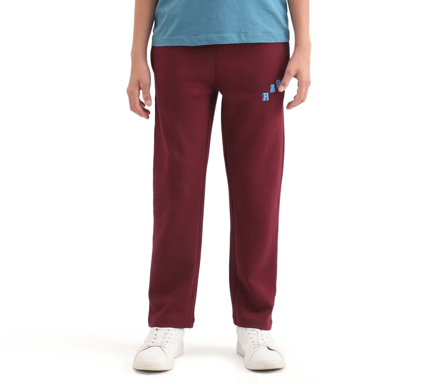 Rare Ones Kids Onyx-B Maroon Cotton Blend Drawstring Closure Graphic Print Straight Fit Trackpant