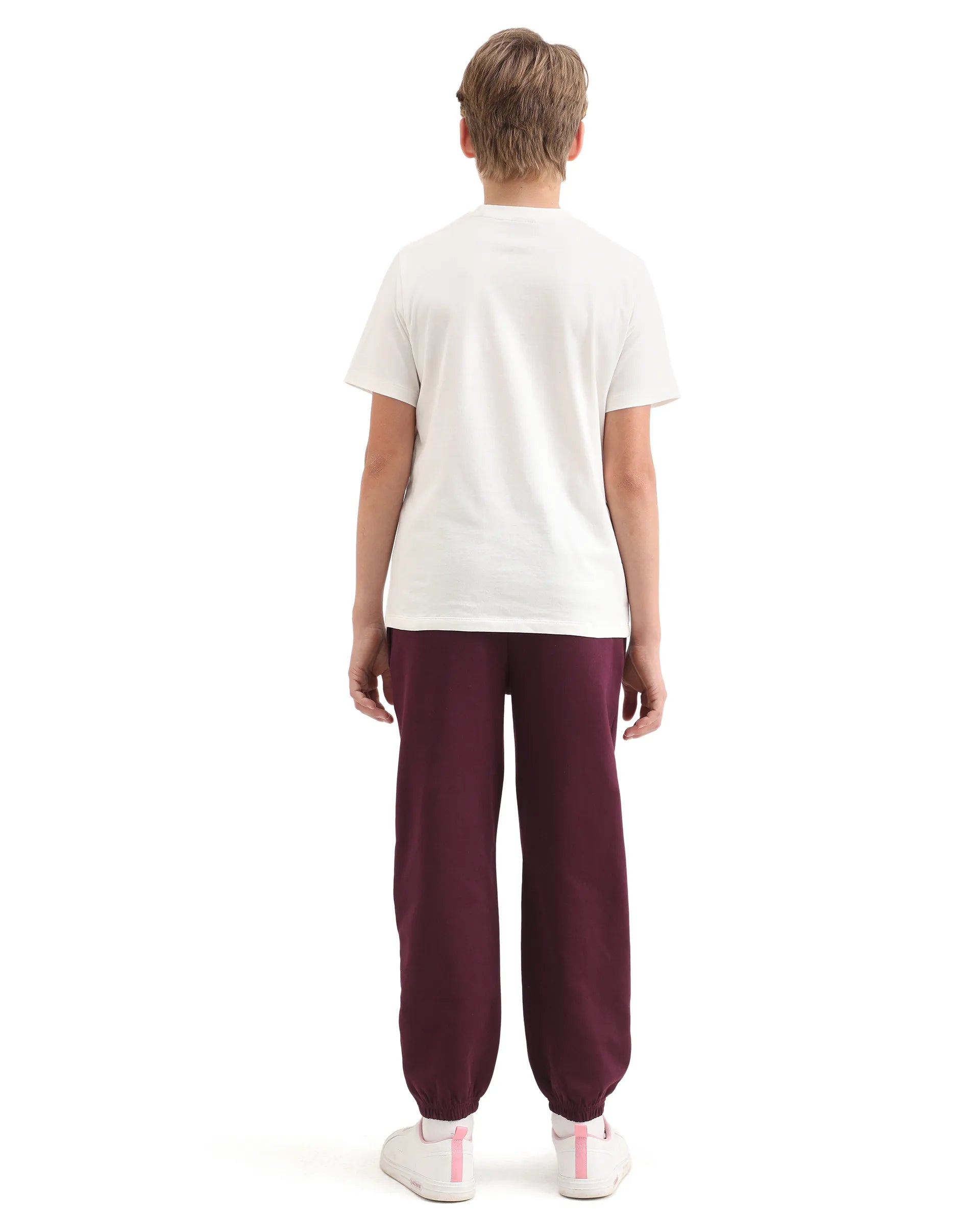 Rare Ones Kids Rune-B Dark Maroon Cotton Blend Drawstring Closure Solid Jogger Fit Trackpant