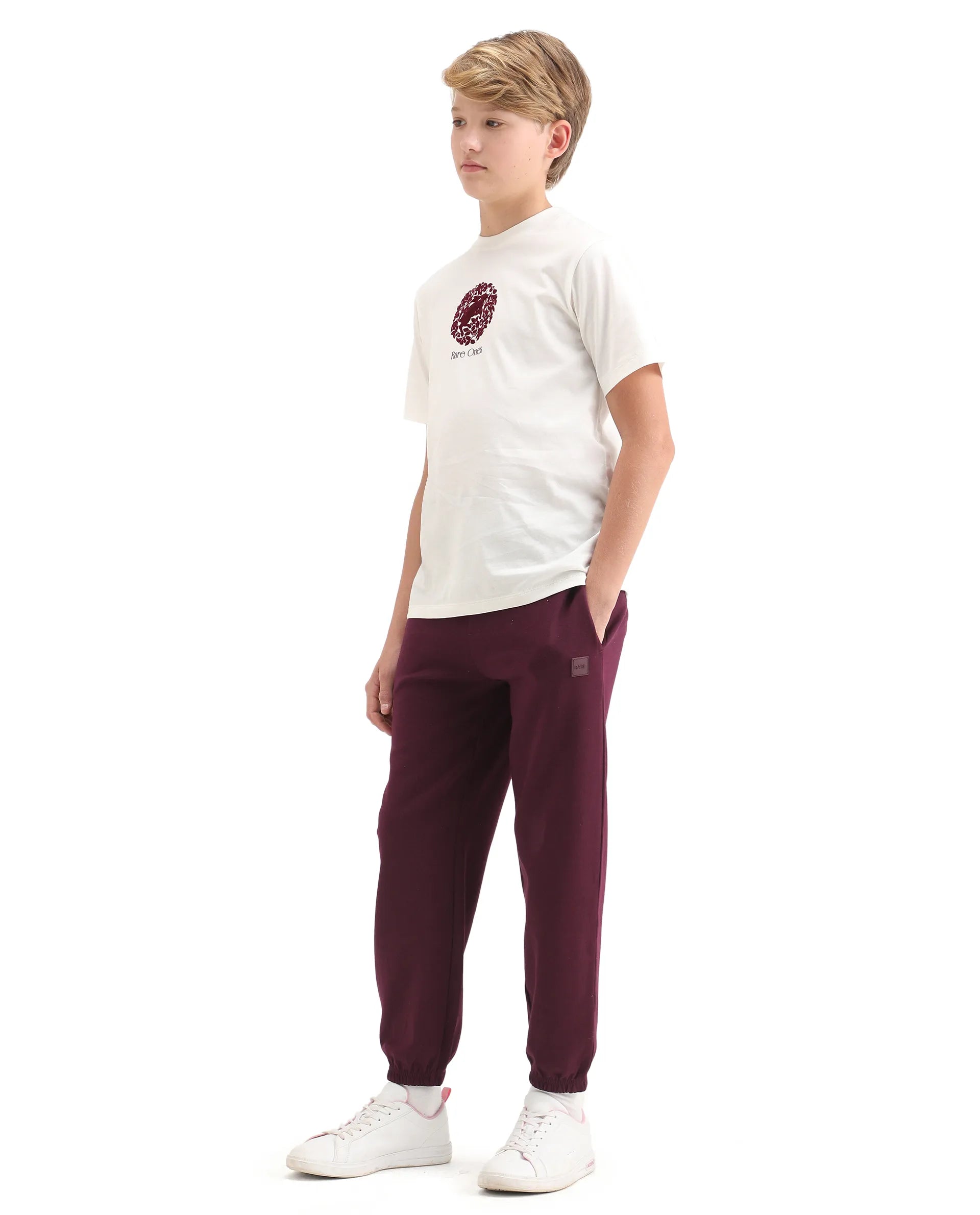 Rare Ones Kids Rune-B Dark Maroon Cotton Blend Drawstring Closure Solid Jogger Fit Trackpant