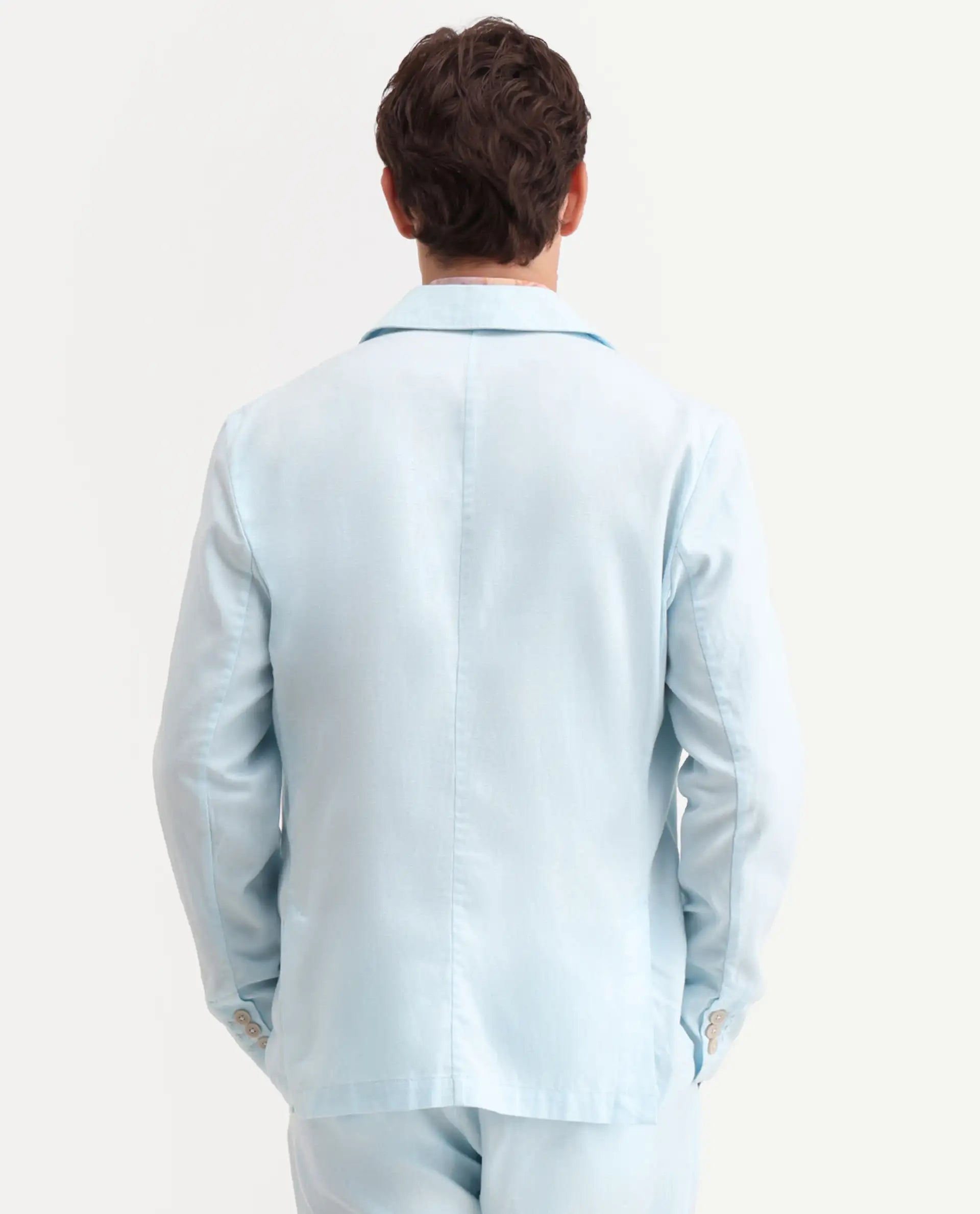 Rare Rabbit Men's Linol Aqua Lyocell Blend Fabric Collared Neck Tailored Fit Blazer
