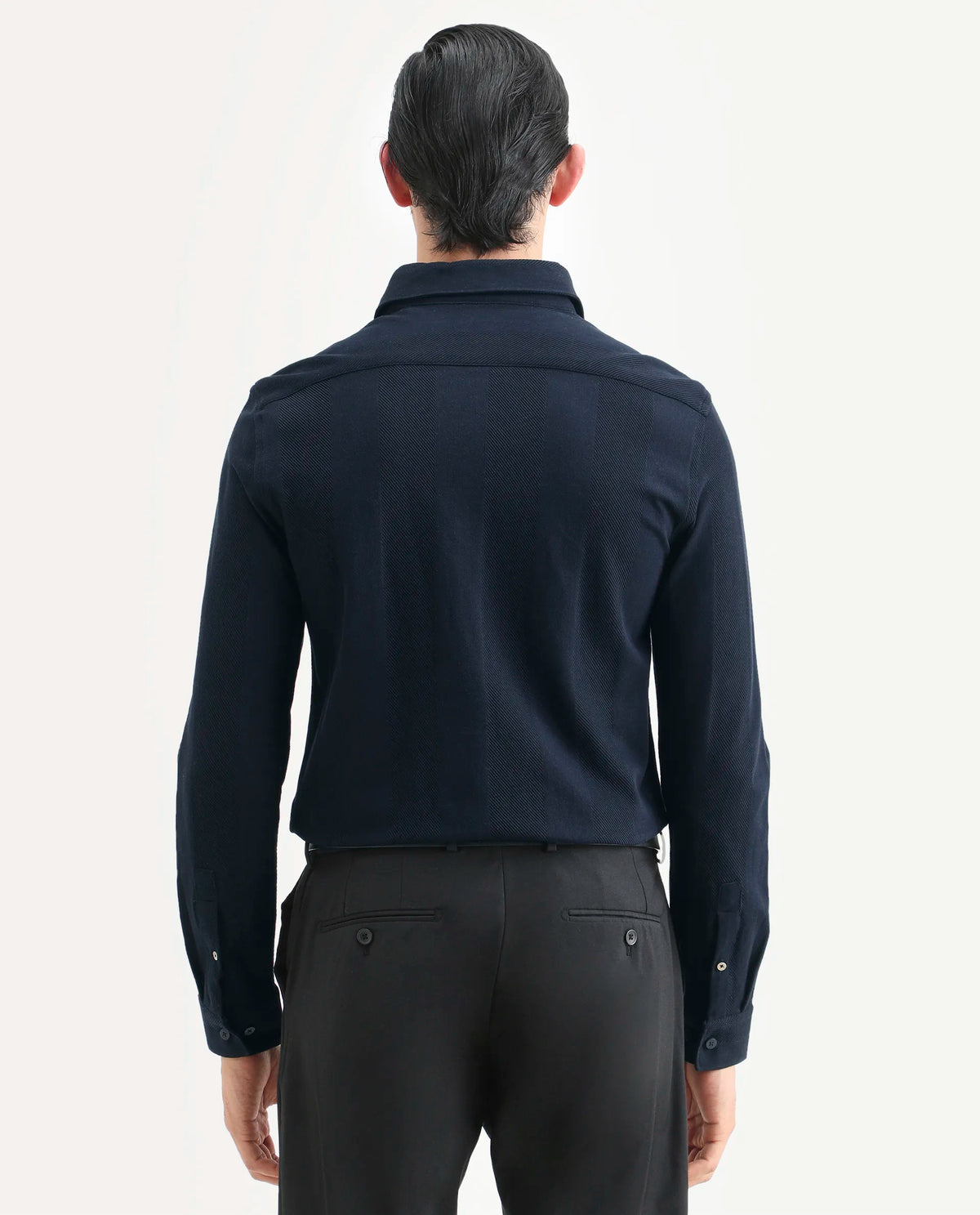 Rare Rabbit Men's Loxa Dark Navy Cotton Striped Print Regular Fit Full Sleeve Collared Shirt