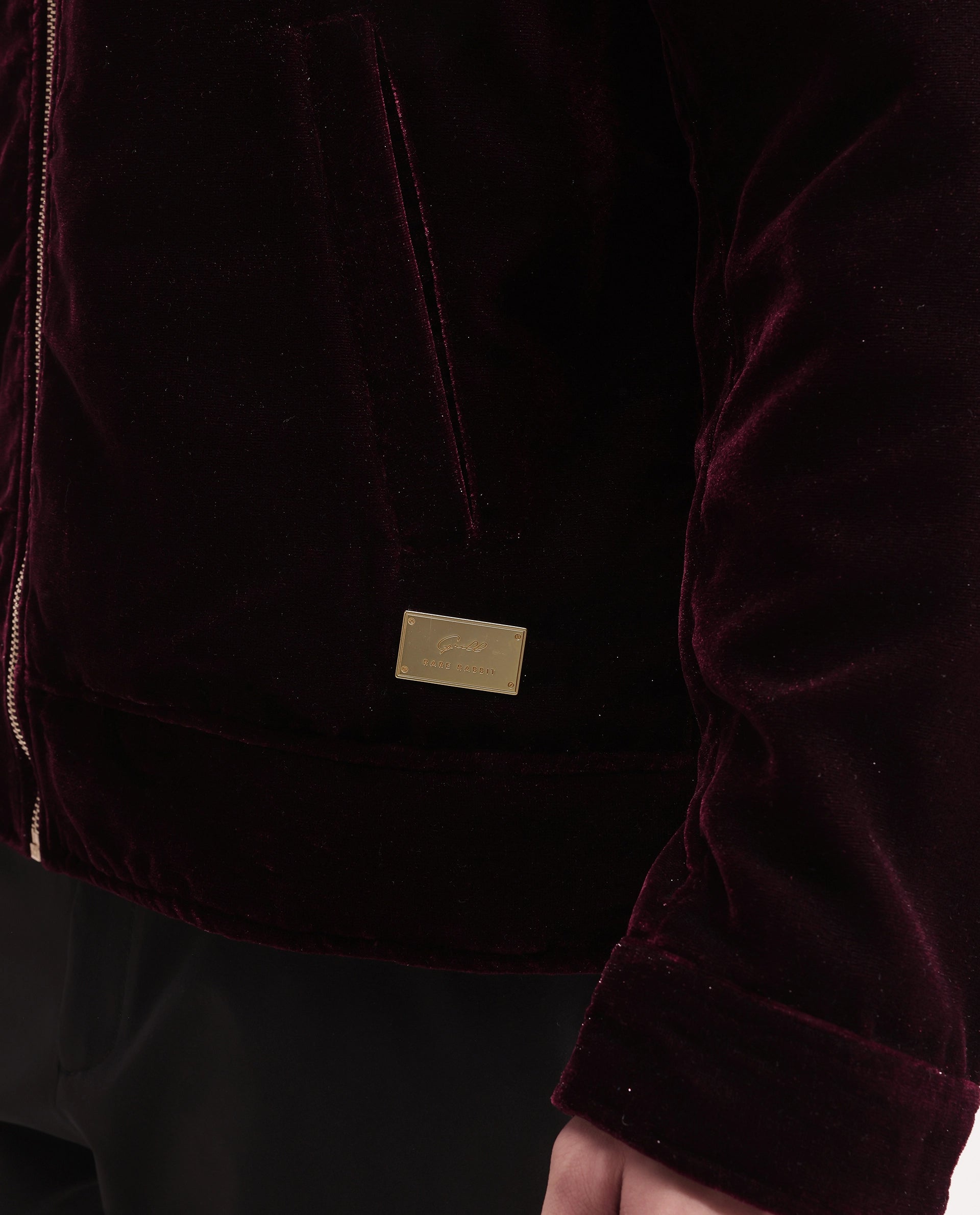 Rare Rabbit Men's Otaki-25 Maroon Polyester Blend Plain Regular Fit Full Sleeve Spread Collar Jacket