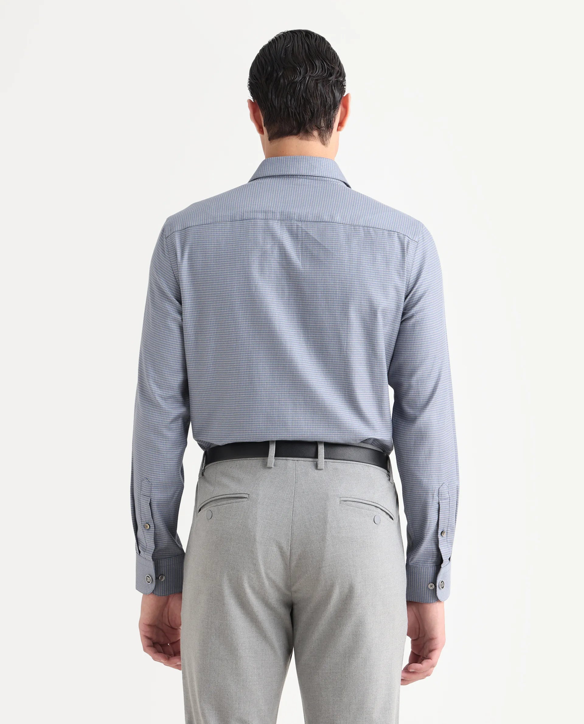 Rare Rabbit Men's Wemp Dusky Purple Cotton Blend Fabric Spread Collar Regular Fit Checks Shirt