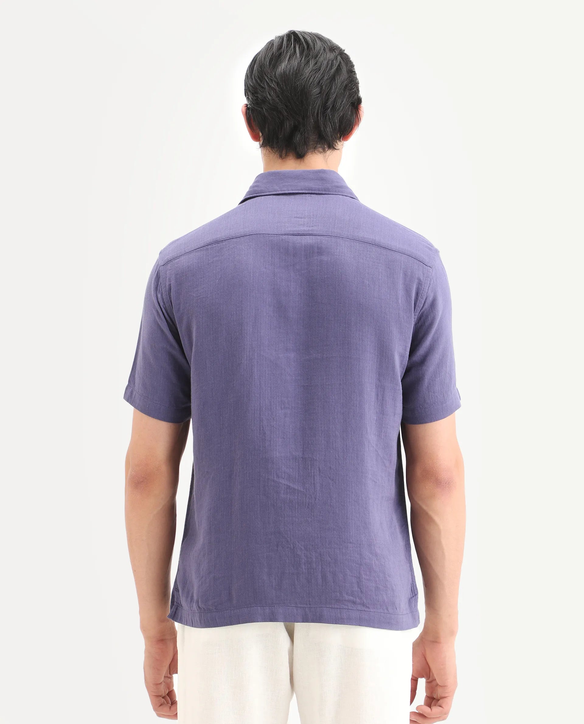 Rare Rabbit Men's Layerr Ss Light Purple Cotton Blend Plain Boxy Fit Full Sleeve Collared Shirt