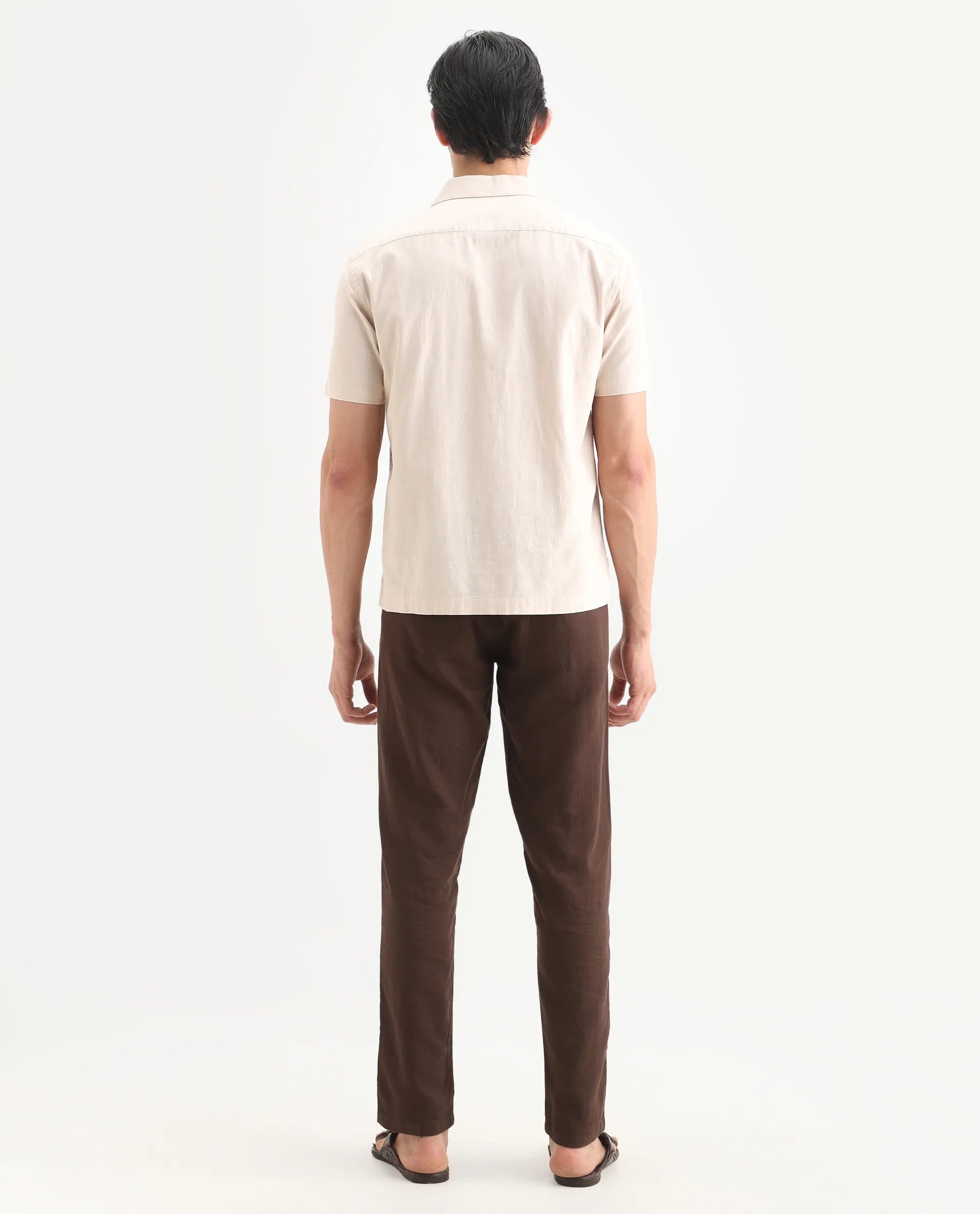 Rare Rabbit Men's Pastor-Ss26 Brown Cotton Fabric Regular Fit Drawstring Plain Trouser