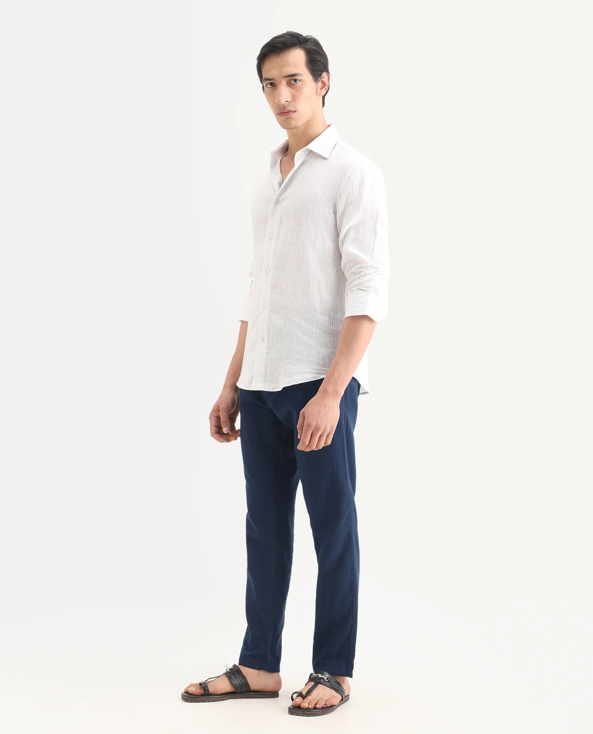Rare Rabbit Men's Pastor-Ss26 Dark Blue Cotton Fabric Regular Fit Drawstring Plain Trouser