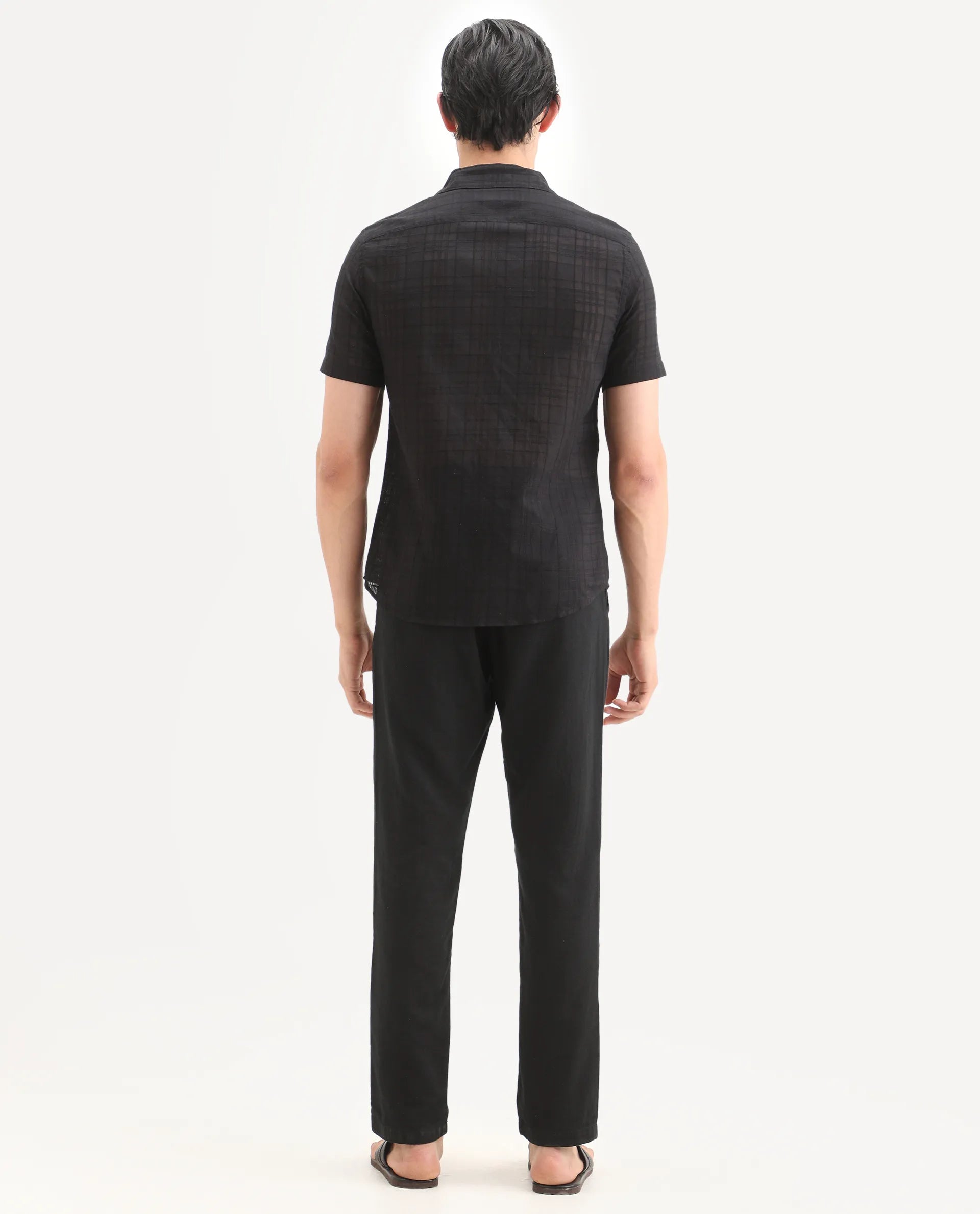 Rare Rabbit Men's Pastor-Ss26 Black Cotton Fabric Regular Fit Drawstring Plain Trouser