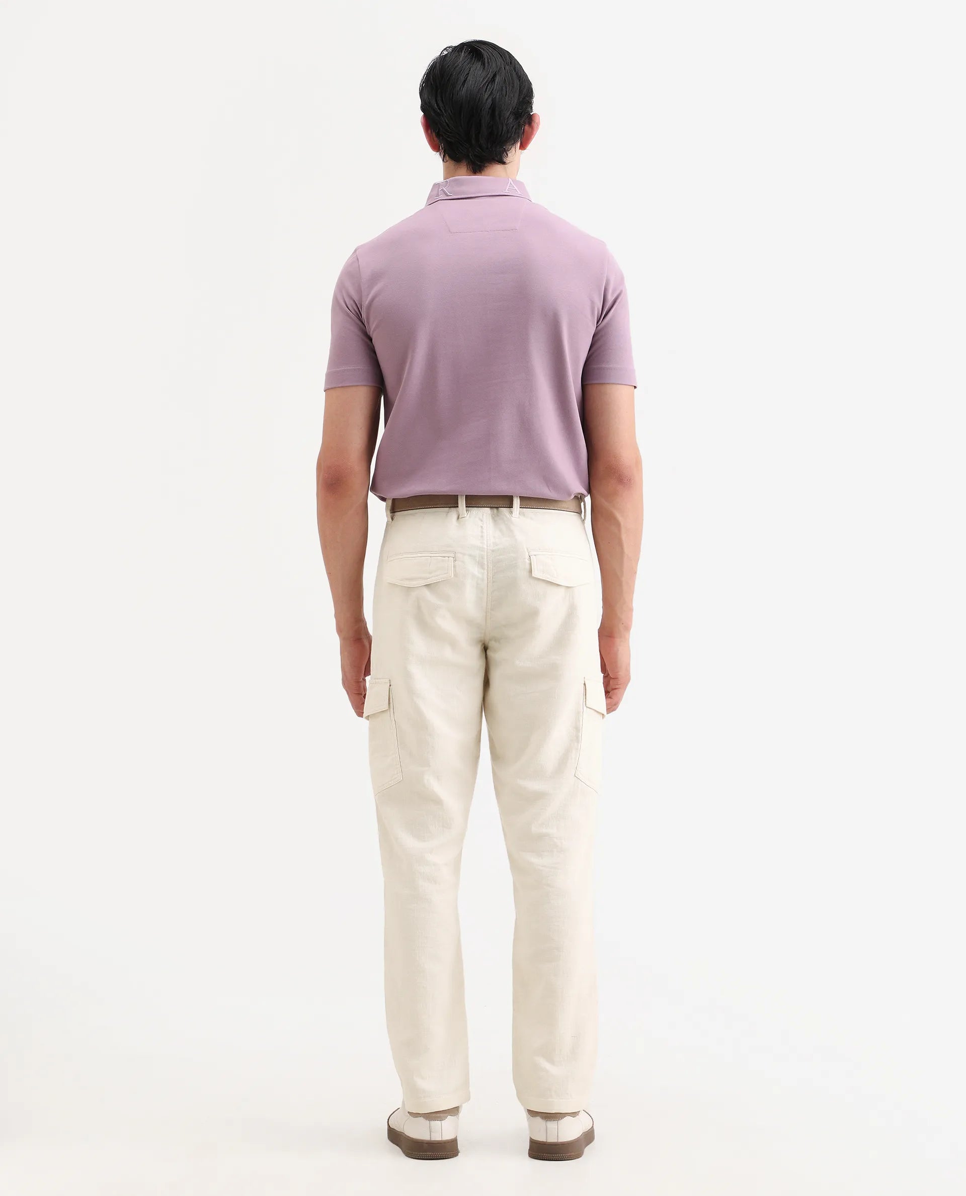 Rare Rabbit Men's Presso-Ss26 Light Beige Cotton Fabric Regular Fit Plain Cargo Trouser
