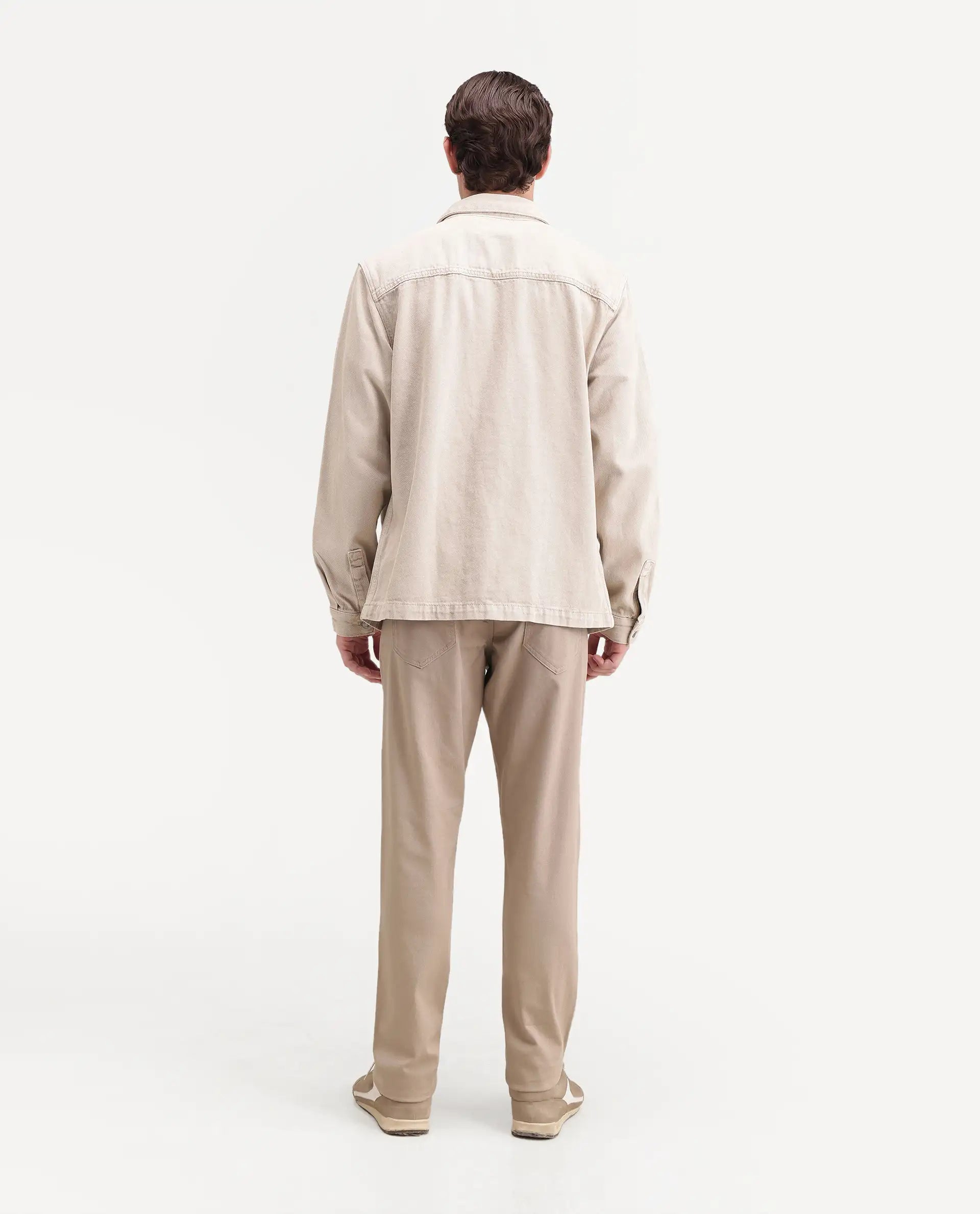 Rare Rabbit Men's Spoke-Ss26 Beige Cotton Blend Fabric Regular Fit Plain Trouser