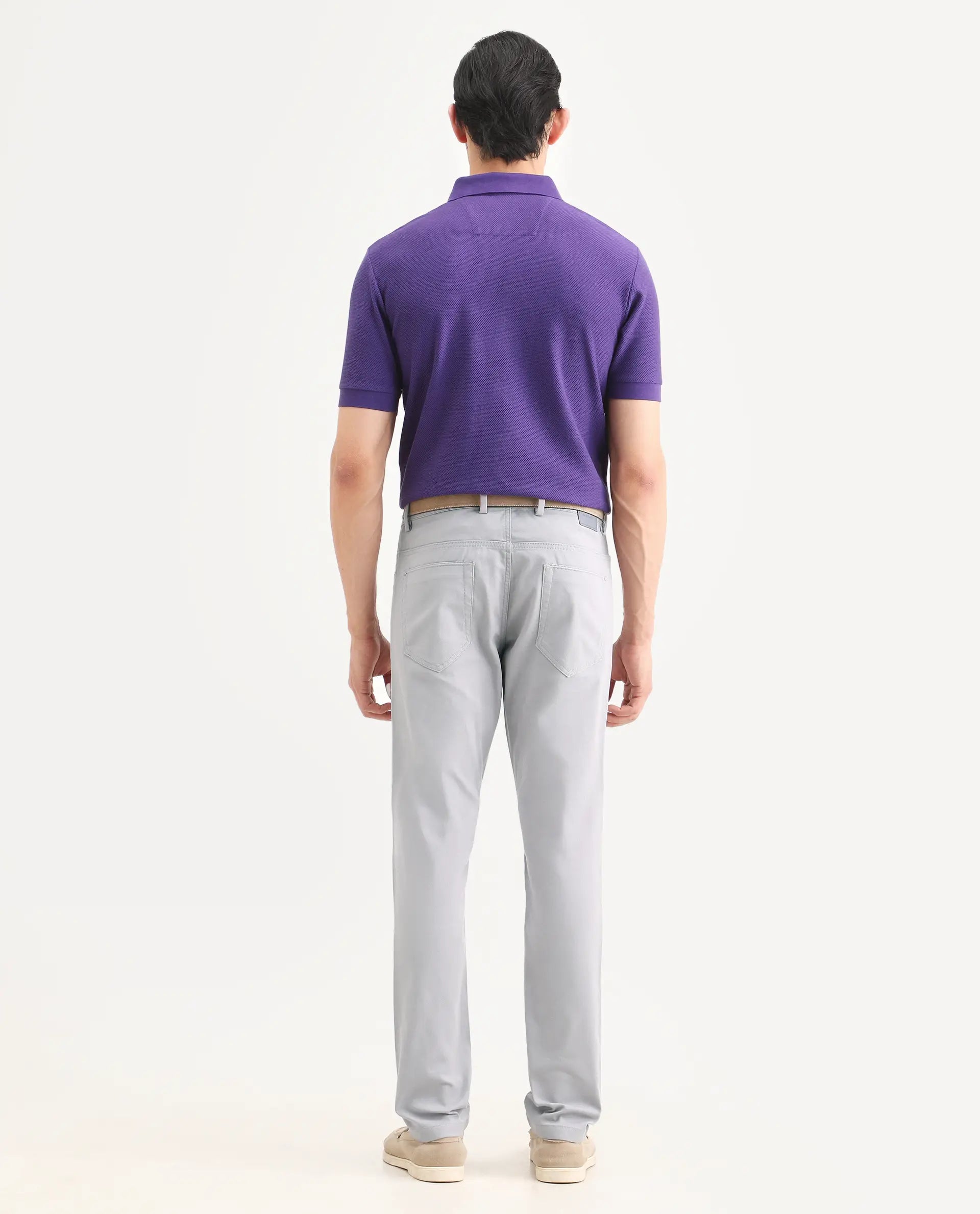Rare Rabbit Men's Spoke-Ss26 Purple Cotton Blend Fabric Regular Fit Plain Trouser