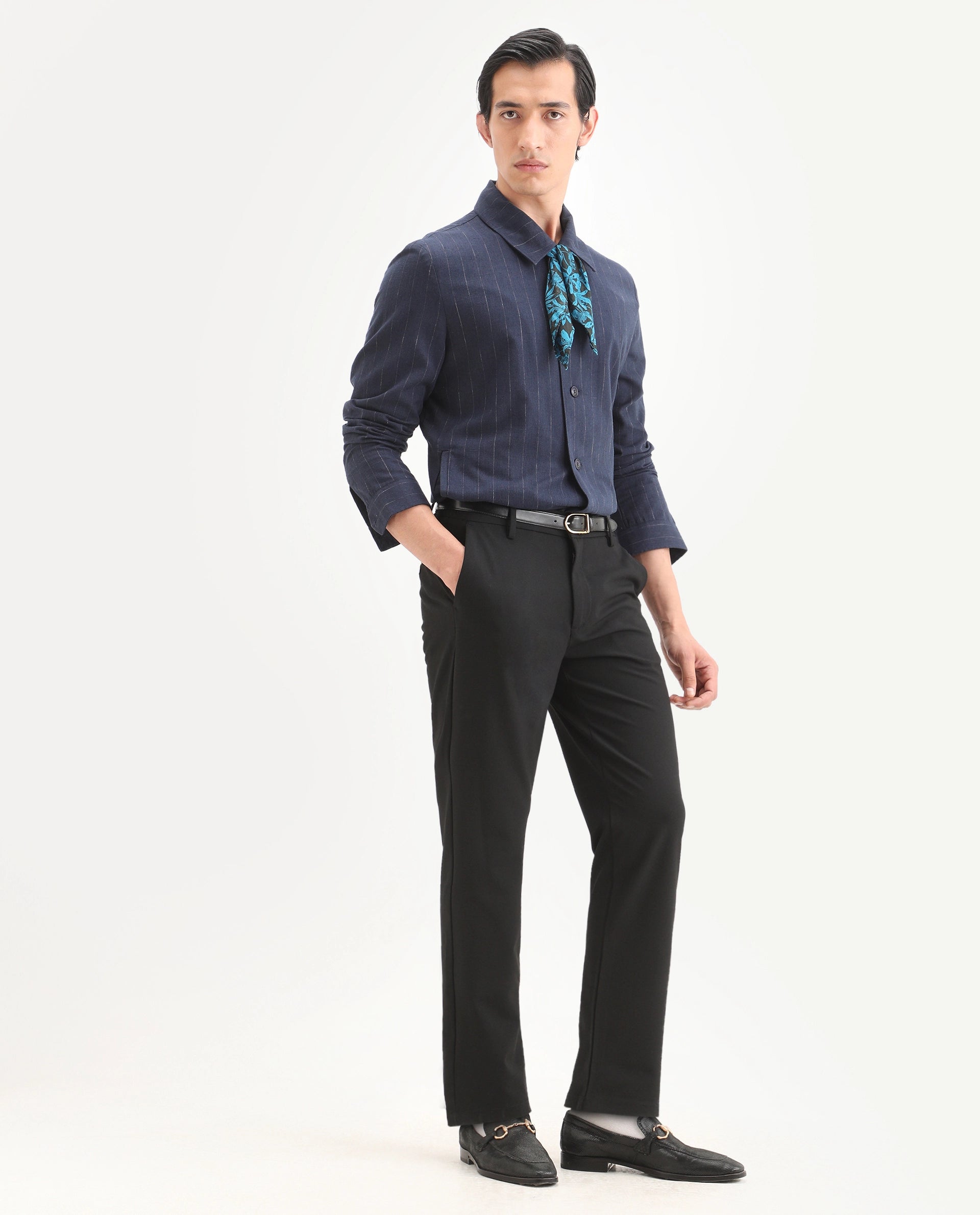 Rare Rabbit Men's Travel-Ss26 Black Polyester Fabric Button And Zip Closure Closure Plain Trouser