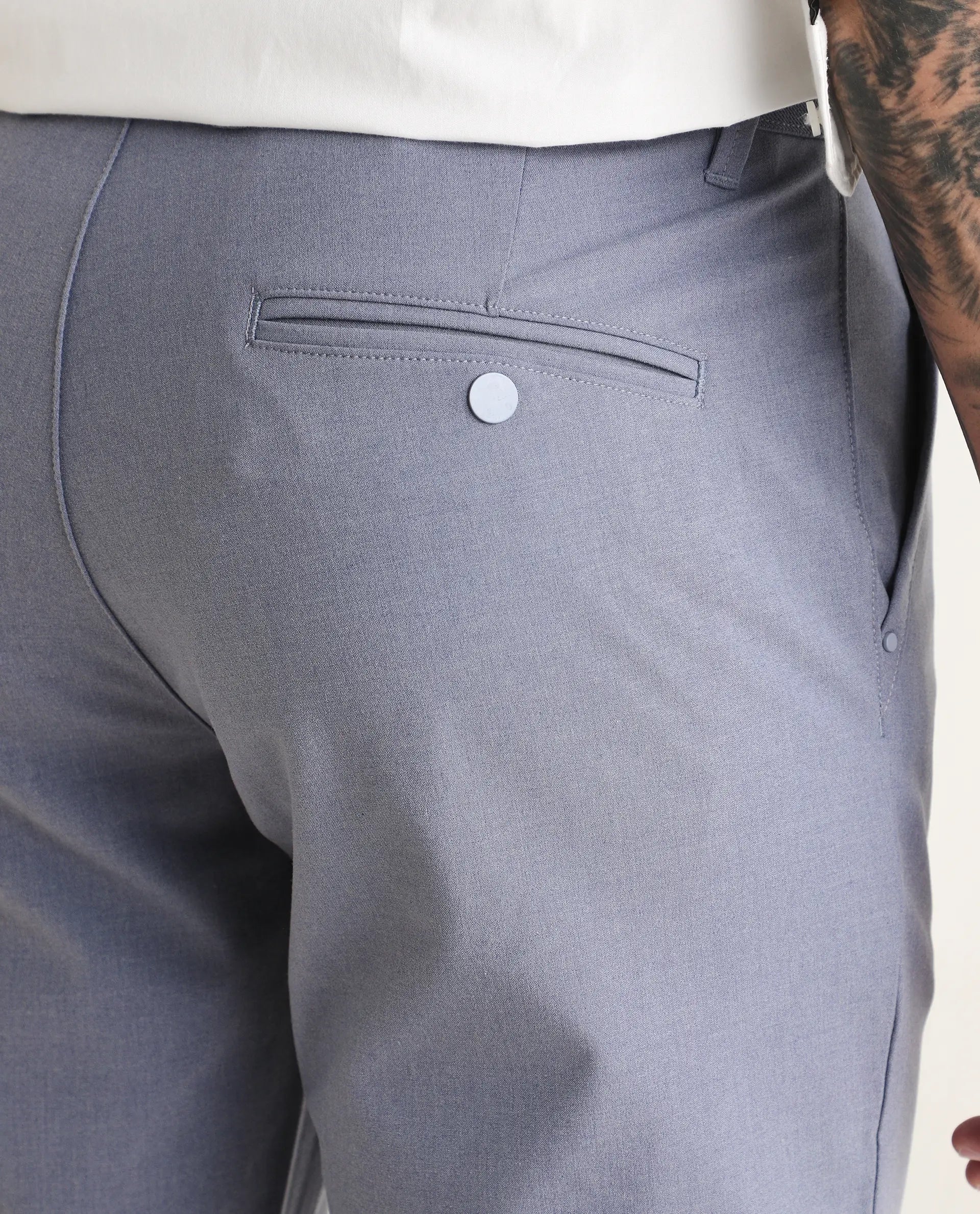Rare Rabbit Men's Driver-Ss26 Dusky Purple Polyester Blend Fabric Regular Fit Plain Trouser